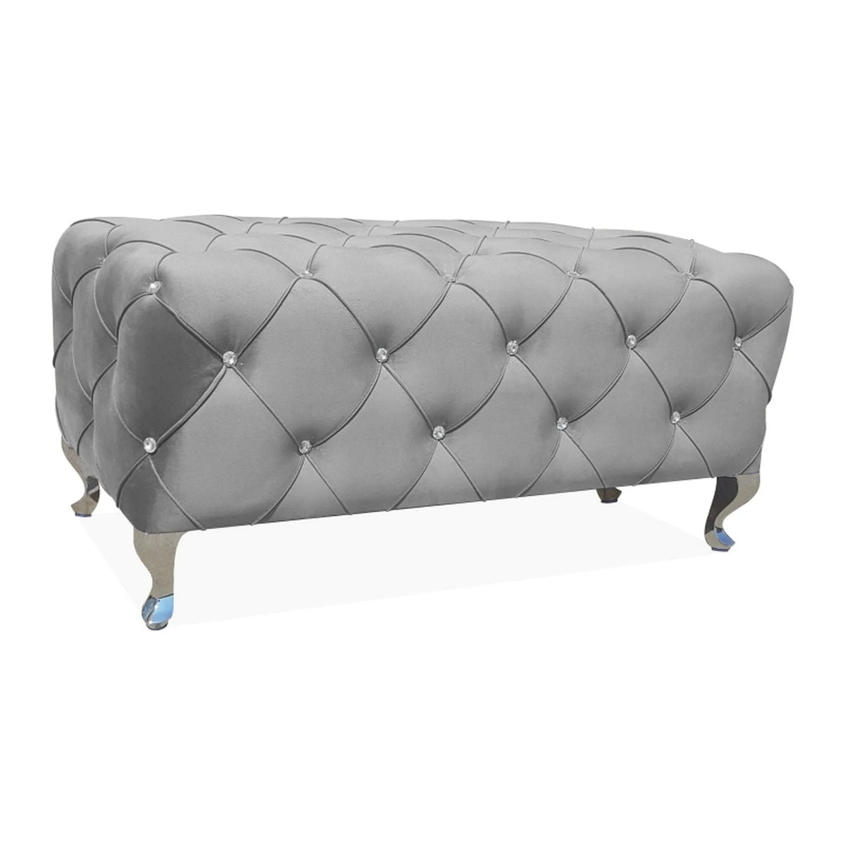 Taburet HESTIA, stofa catifelata gri - Bluvel 14, 100x50x46 cm
