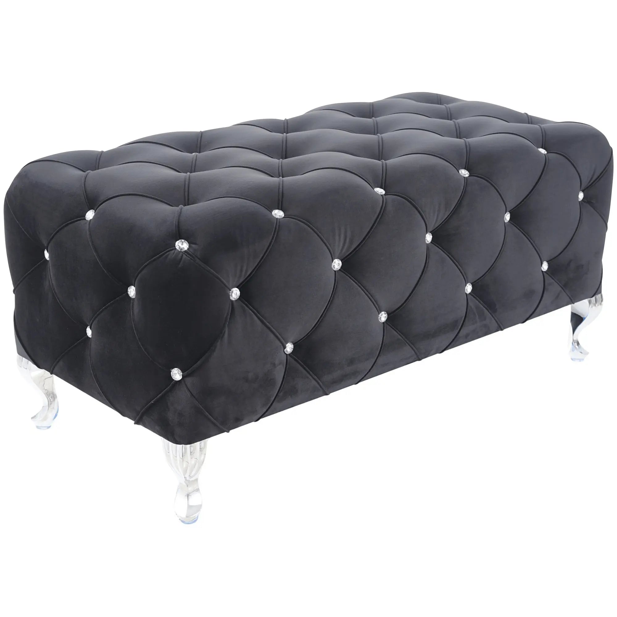 Taburet HESTIA, stofa catifelata negru - Bluvel 19, 100x50x46 cm