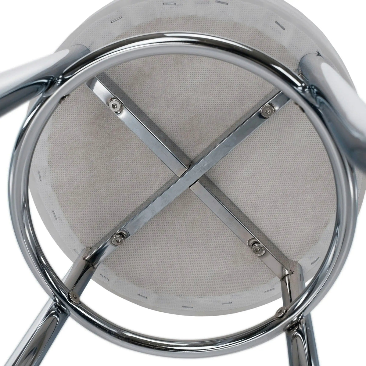 Taburet IRENA, crom/alb, metal/piele ecologica, 33x33x43 cm