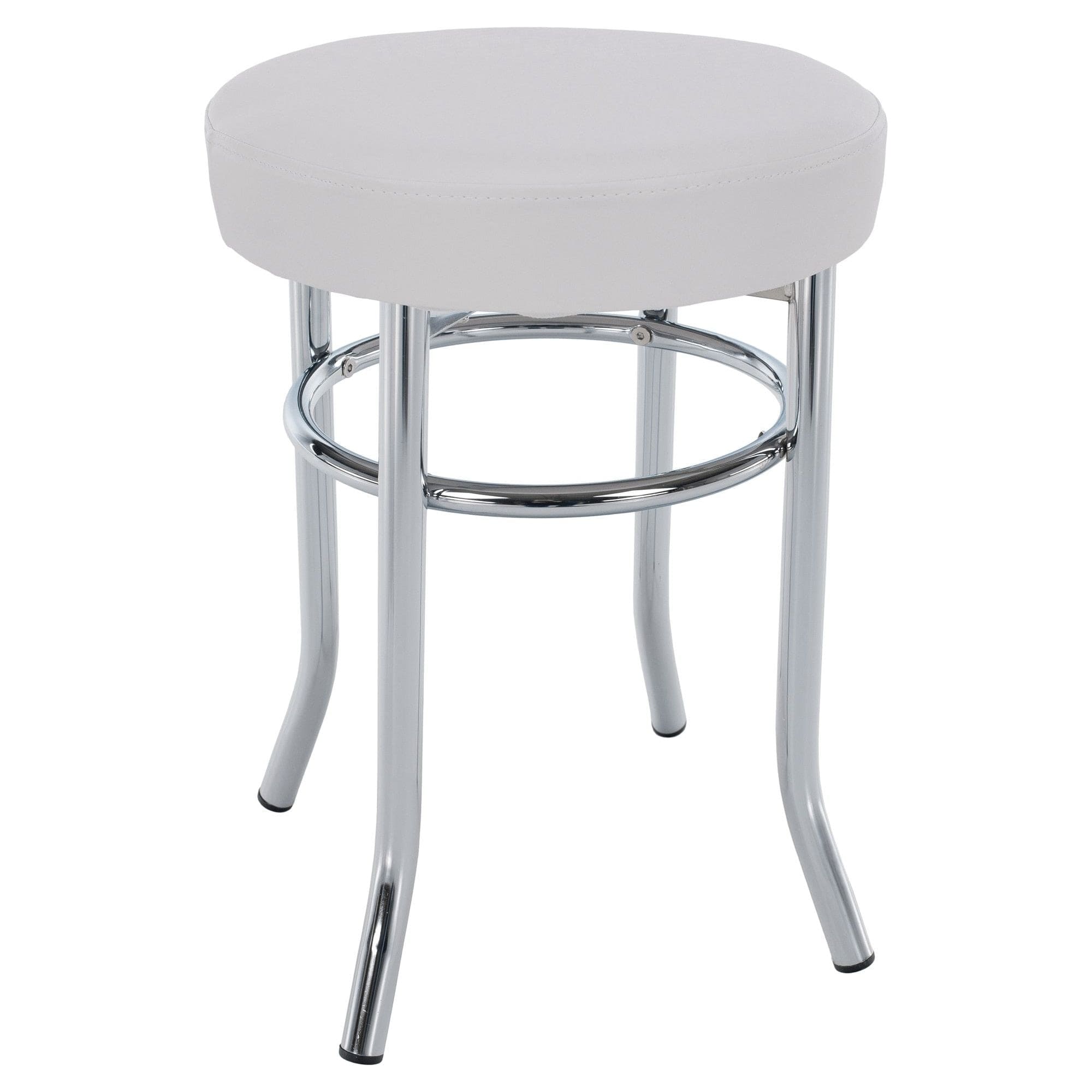 Taburet IRENA, crom/alb, metal/piele ecologica, 33x33x43 cm