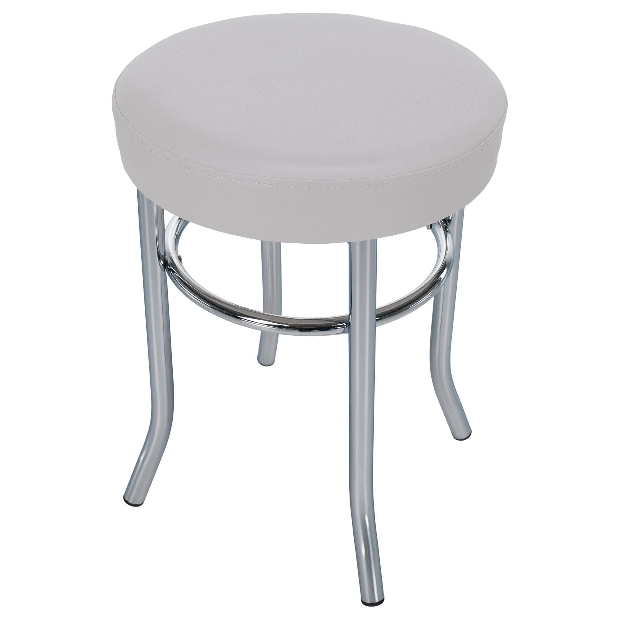 Taburet IRENA, crom/alb, metal/piele ecologica, 33x33x43 cm