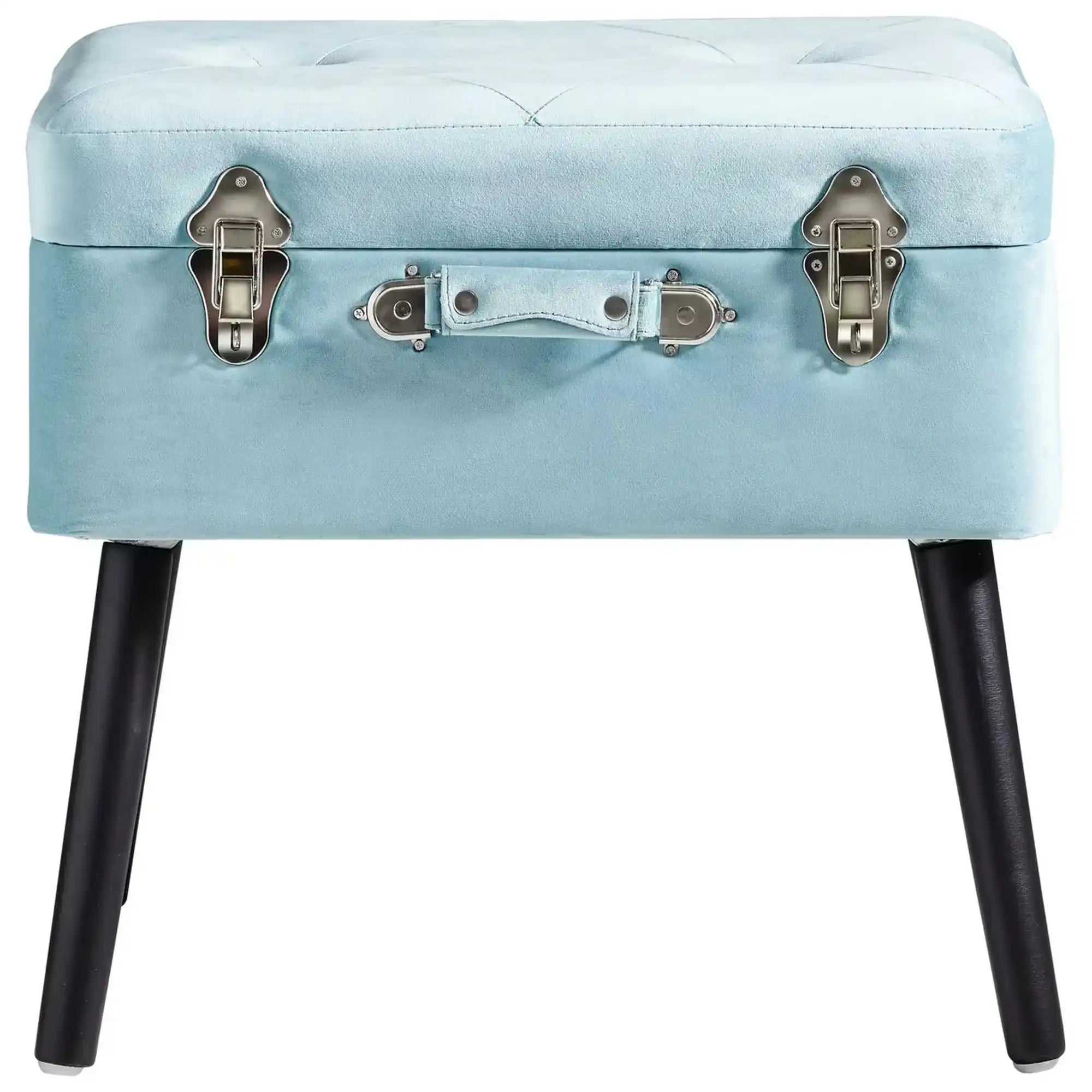 Taburet KEVIN, stofa catifelata albastru, 50x35x46 cm