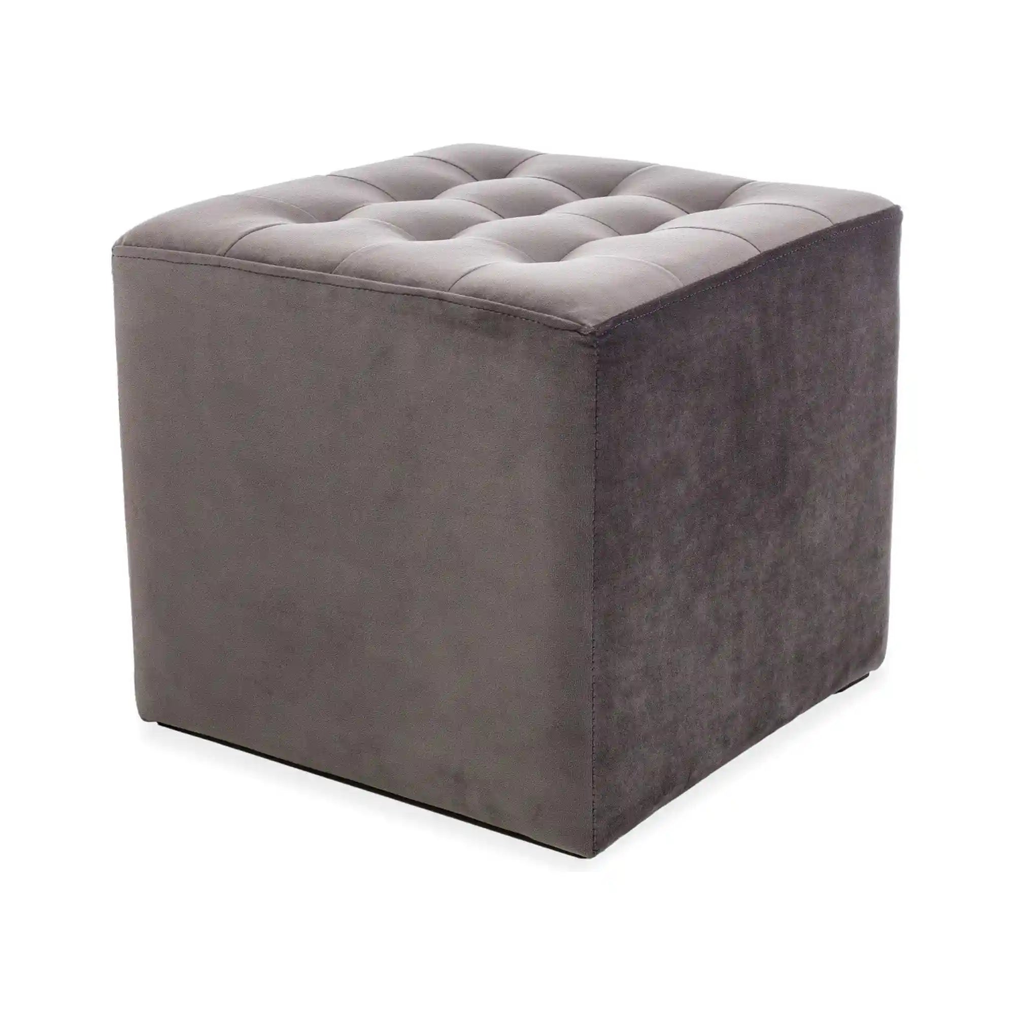 Taburet LORI, stofa catifelata gri - Bluvel 14, 39x39x34 cm