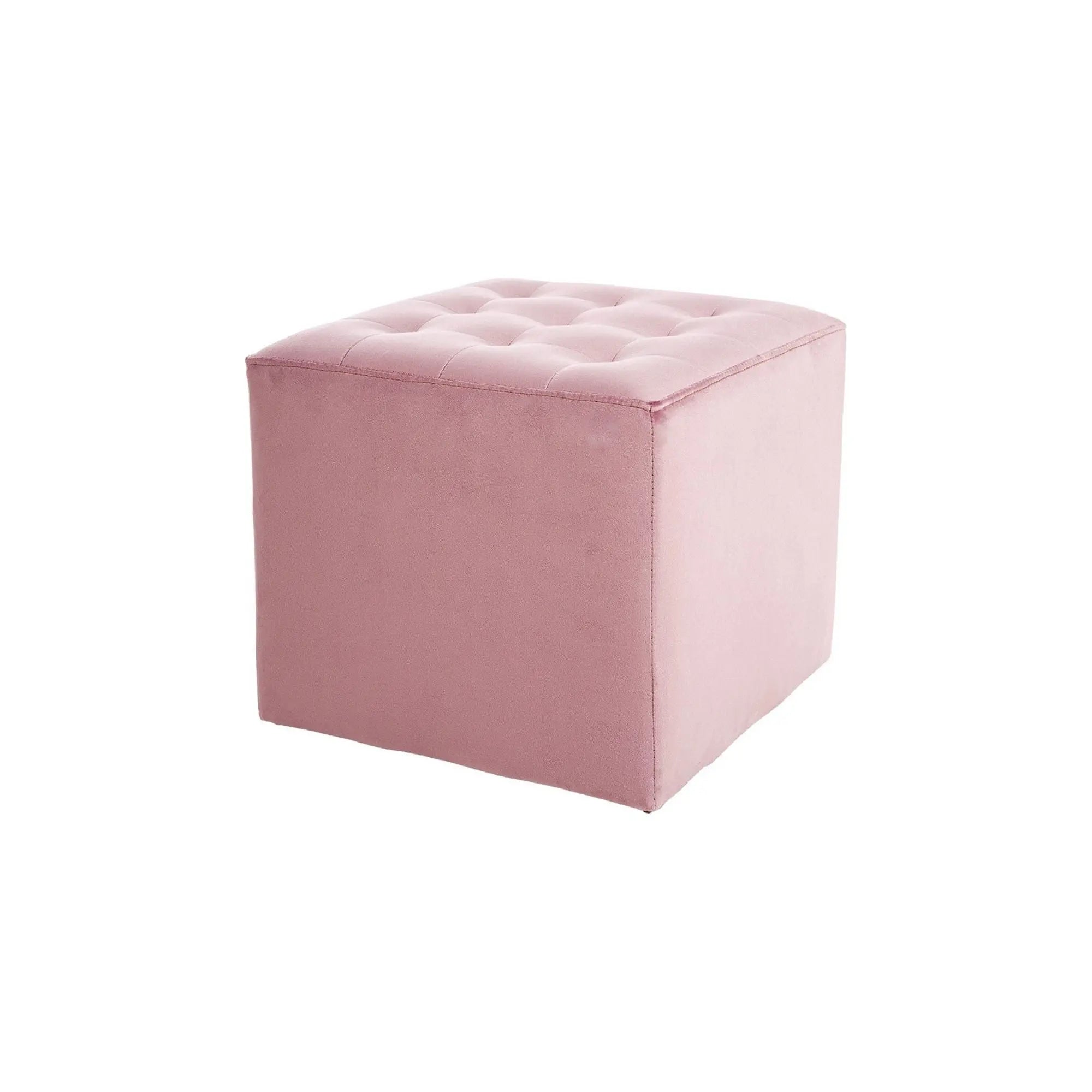 Taburet LORI, stofa catifelata roz antic - Bluvel 52, 39x39x34 cm