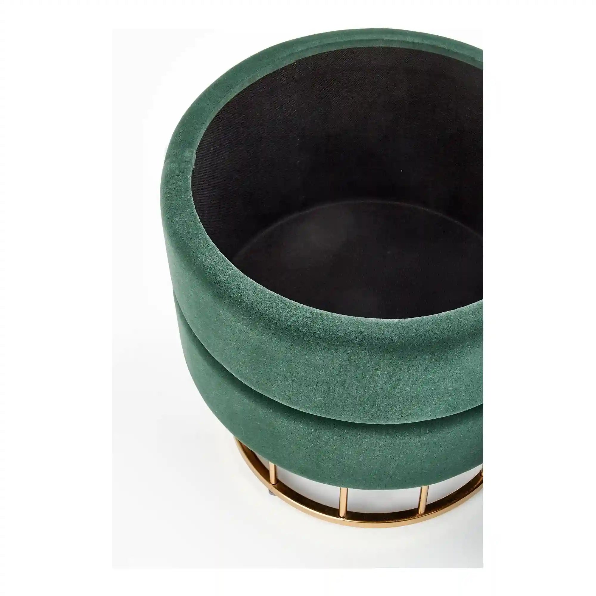 Taburet MINTY, stofa catifelata, verde inchis, cu spatiu de depozitare, 37x37x41 cm