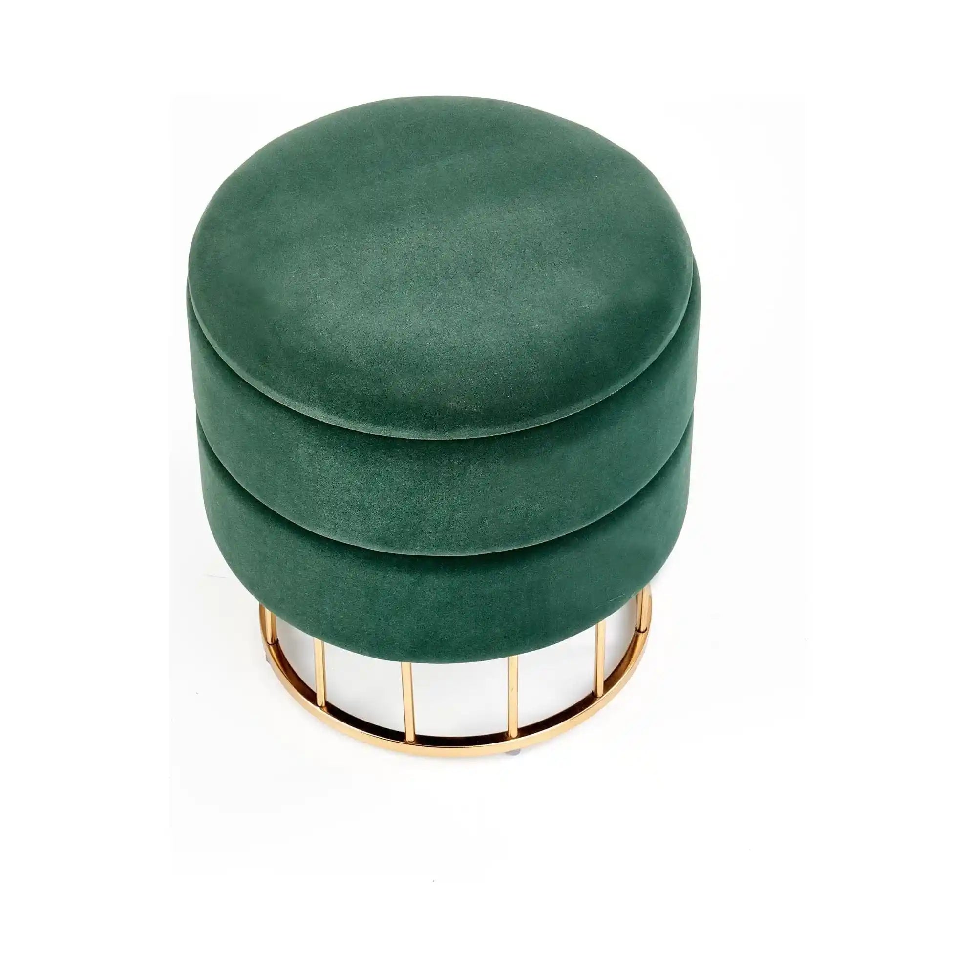 Taburet MINTY, stofa catifelata, verde inchis, cu spatiu de depozitare, 37x37x41 cm