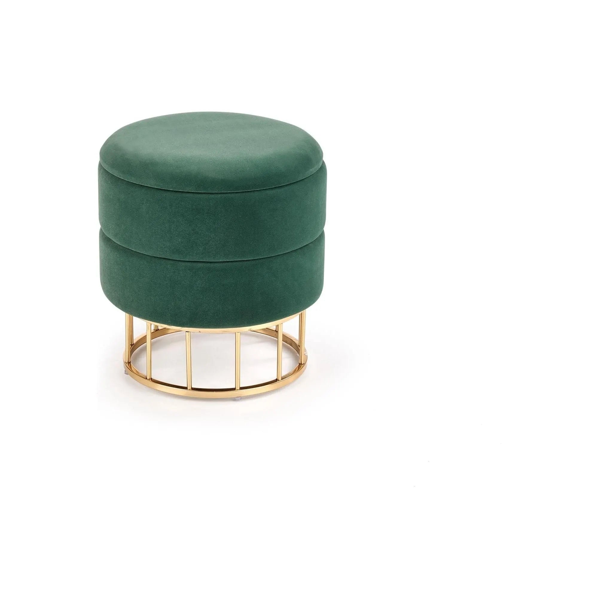 Taburet MINTY, stofa catifelata, verde inchis, cu spatiu de depozitare, 37x37x41 cm