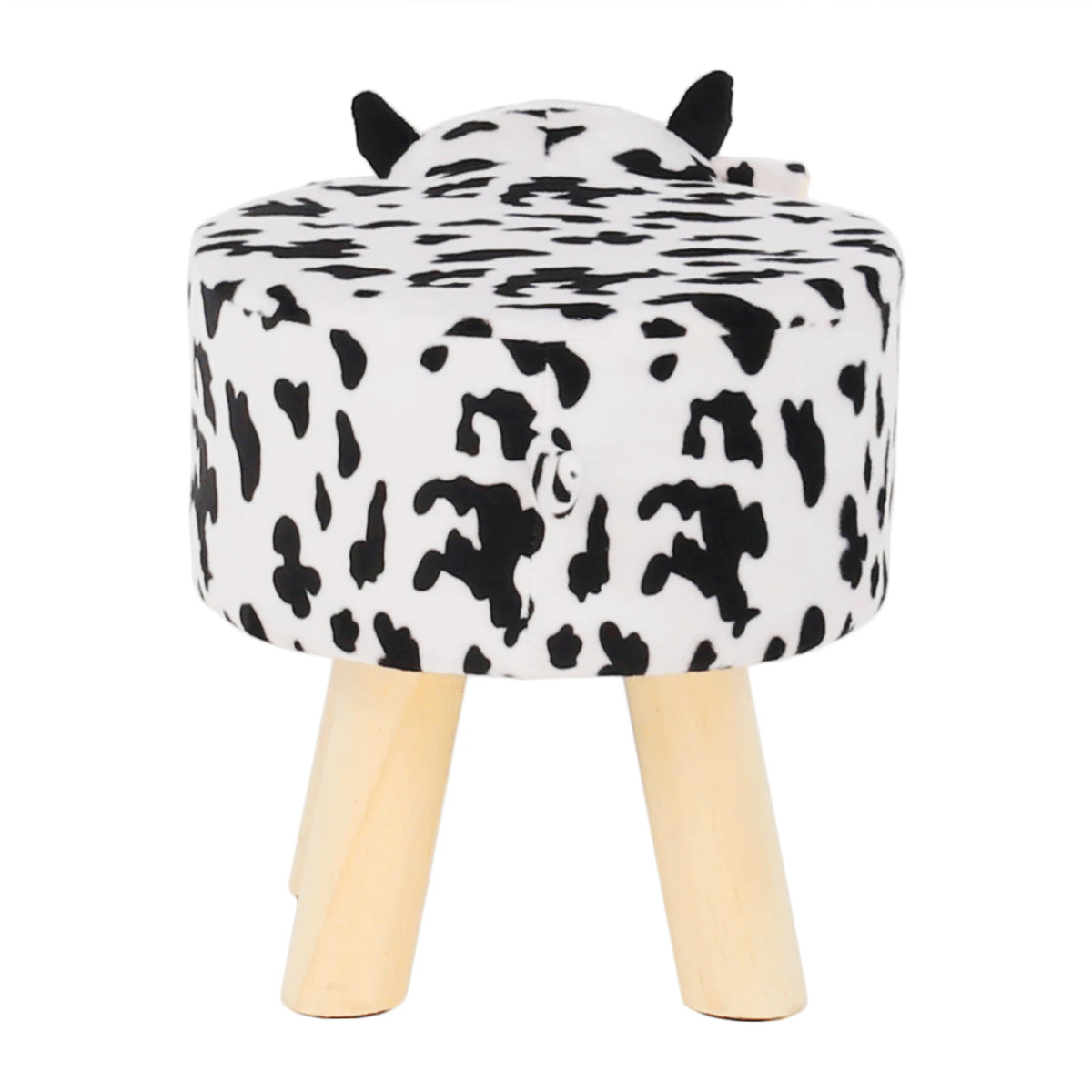 Taburet MOLLY, alb/negru, material textil/lemn, 47x28x31 cm