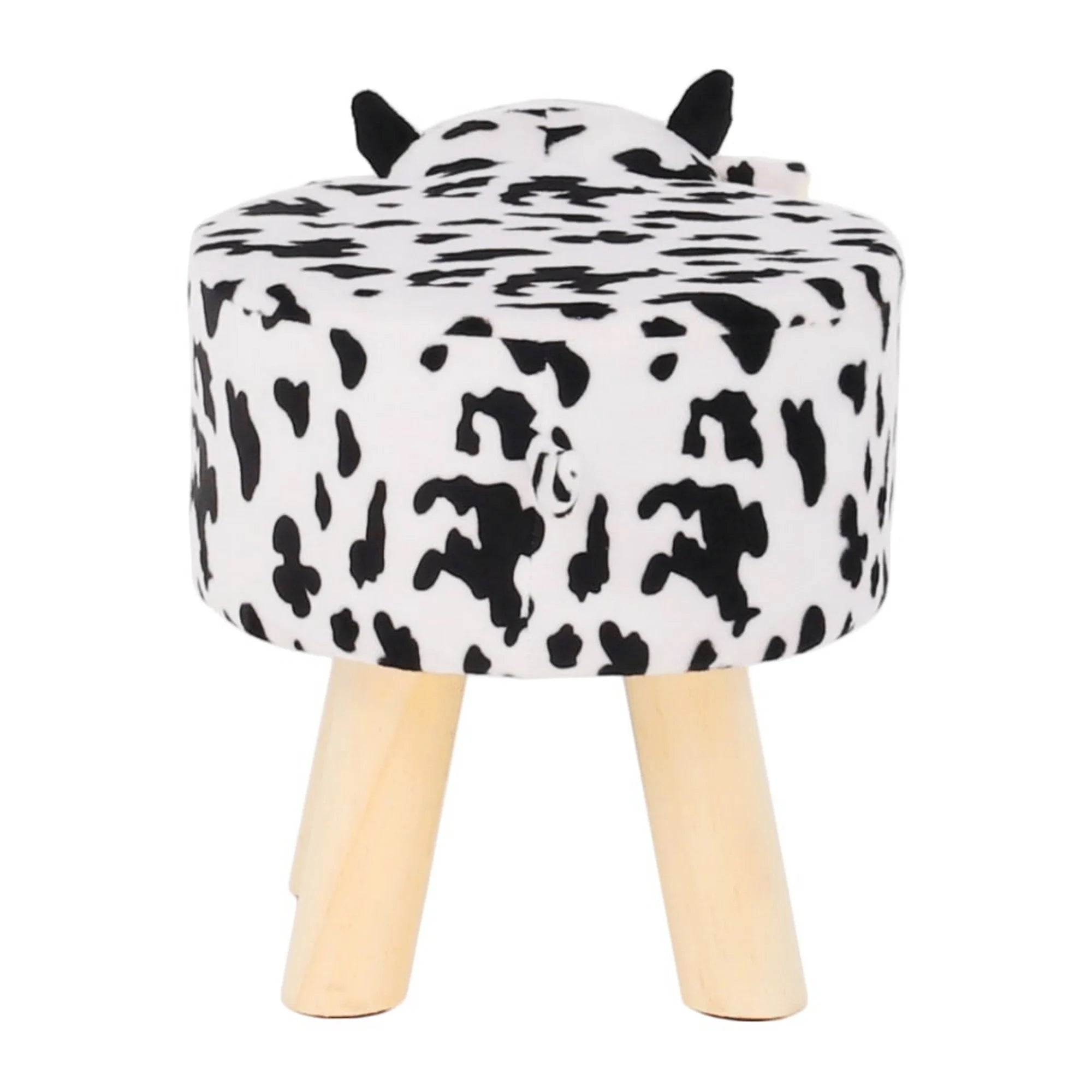 Taburet MOLLY, alb/negru, material textil/lemn, 47x28x31 cm