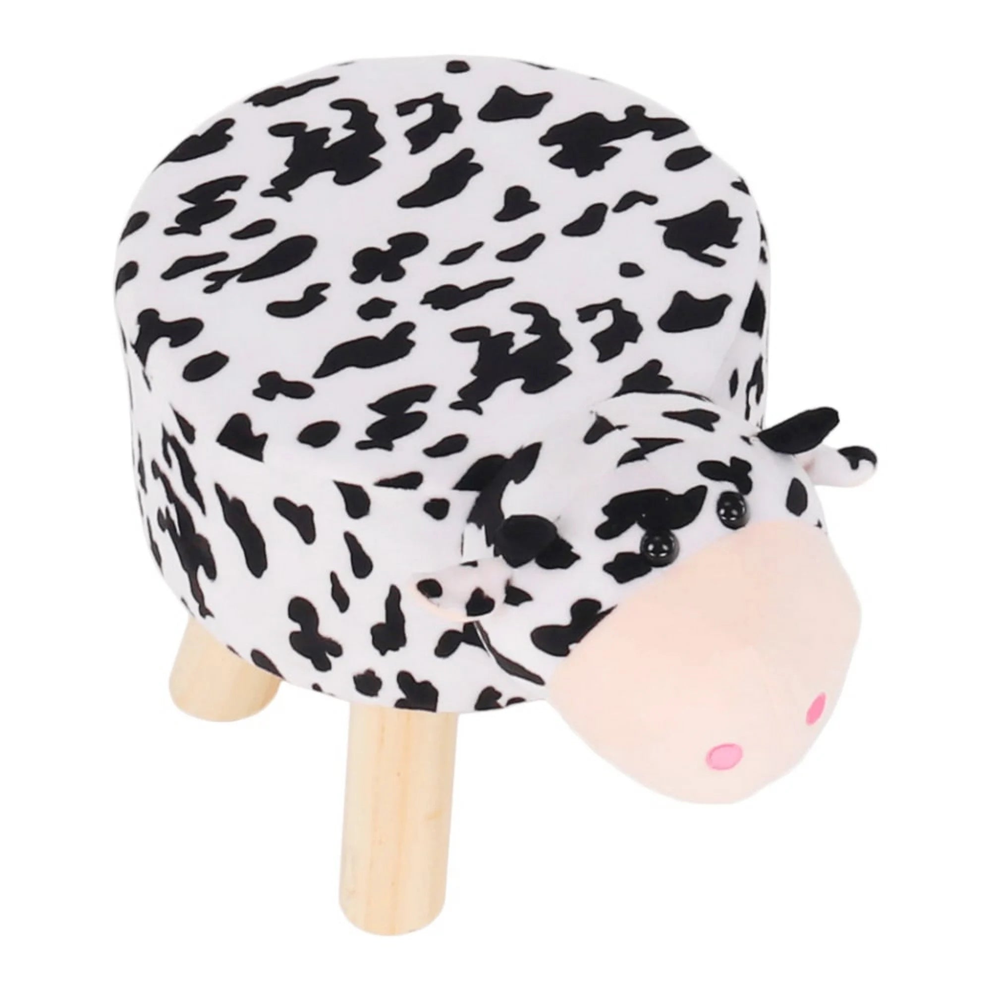 Taburet MOLLY, alb/negru, material textil/lemn, 47x28x31 cm