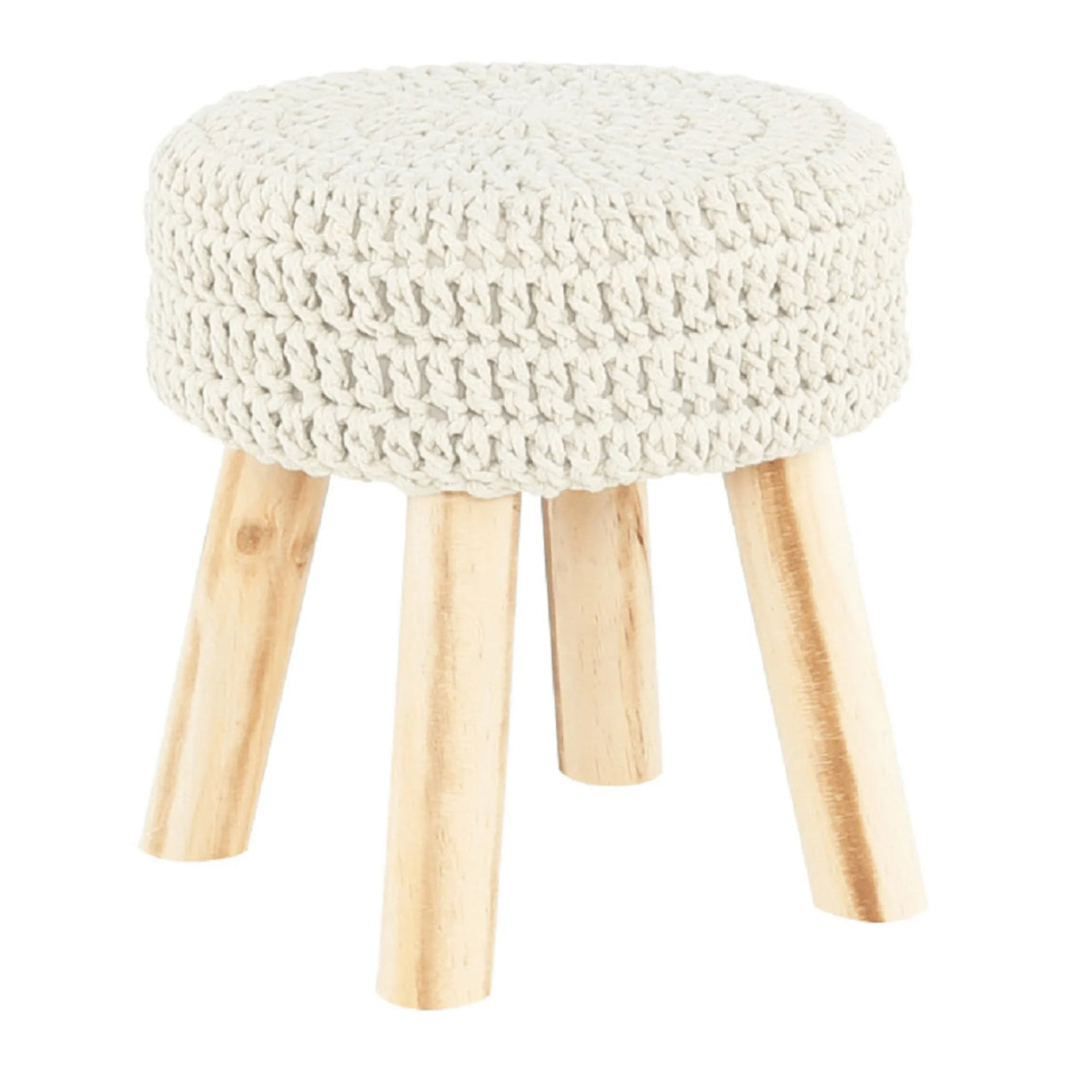 Taburet NAIDA, bej/stejar, material textil/lemn, 28x28x40 cm