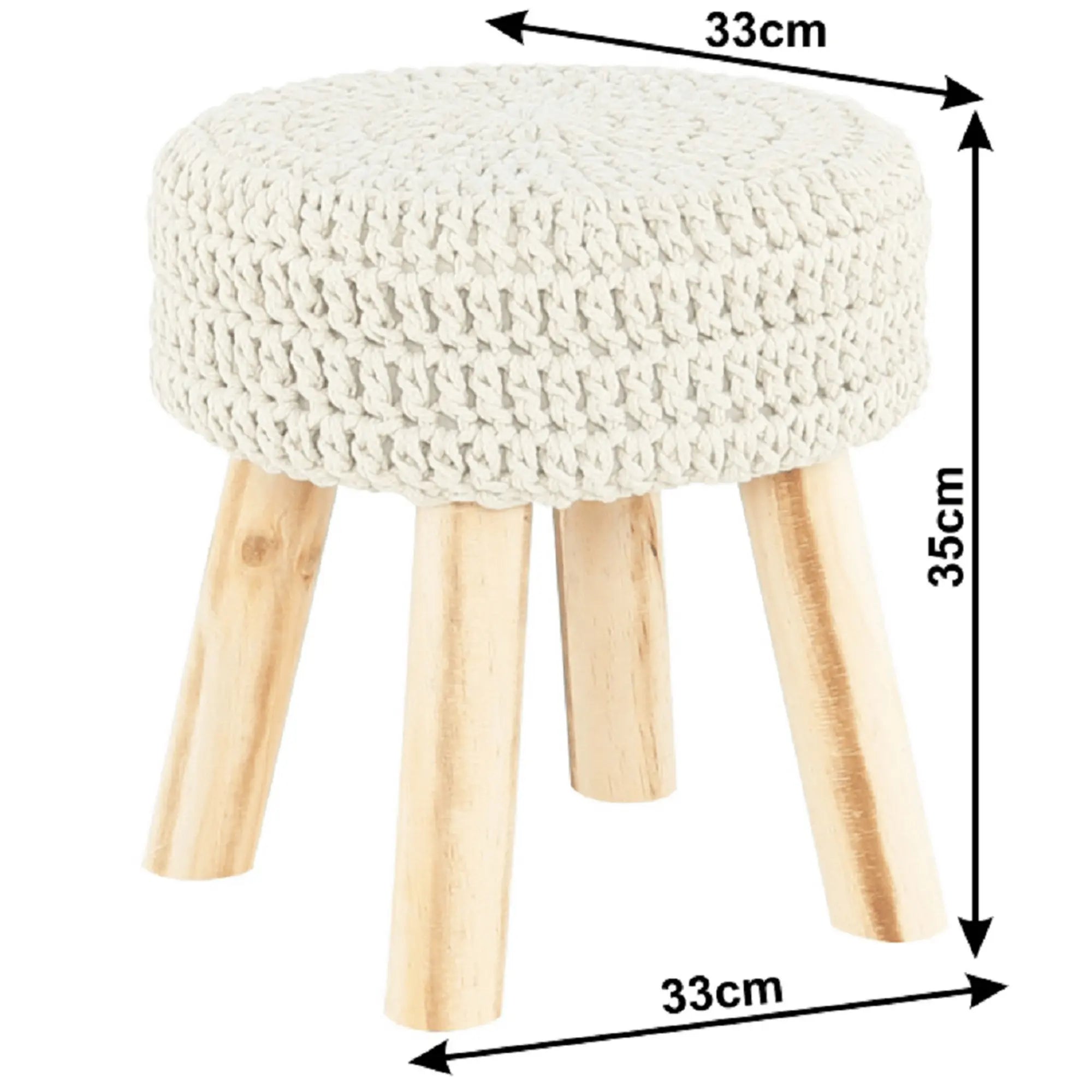 Taburet NAIDA, bej/stejar, material textil/lemn, 28x28x40 cm