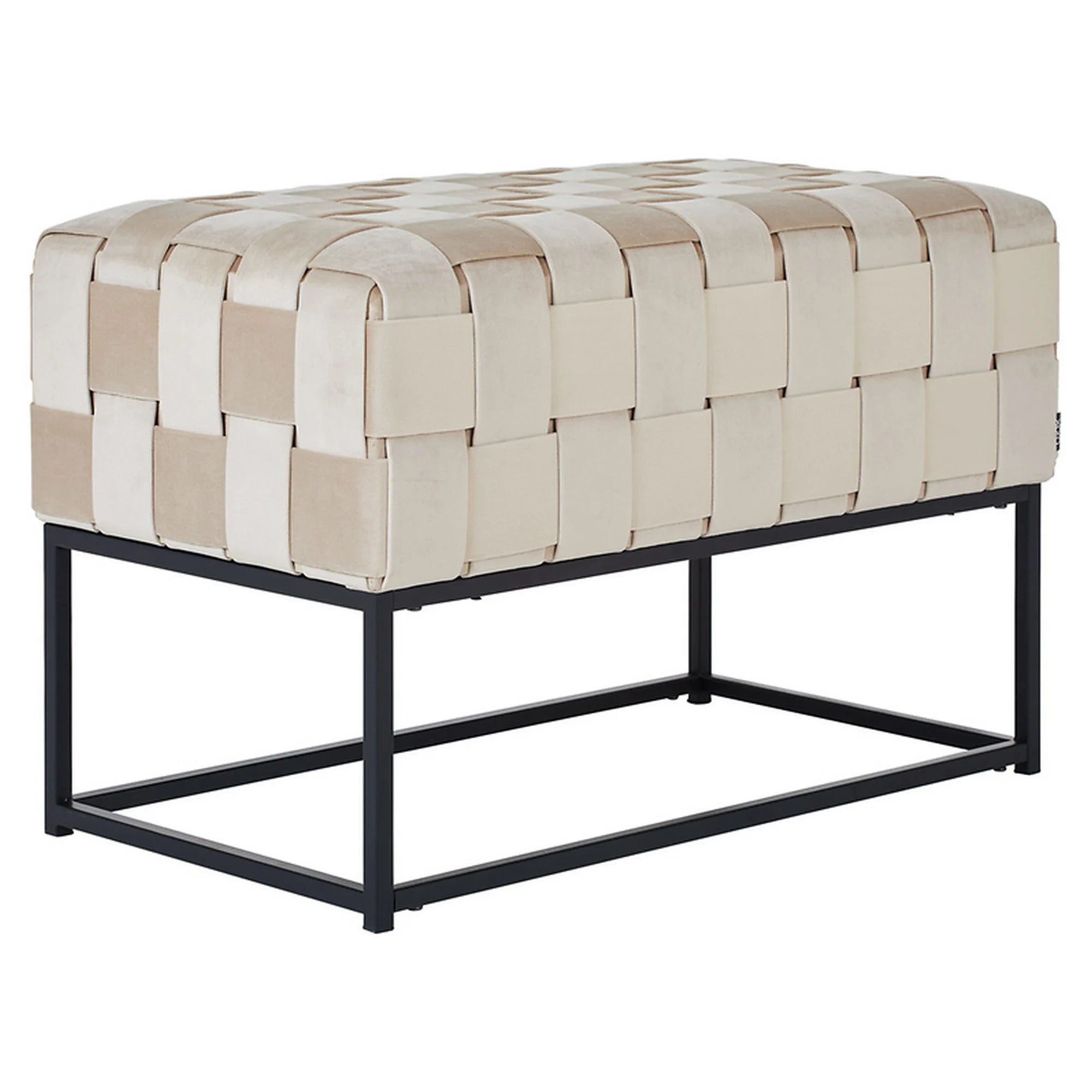 Taburet NETTE, stofa catifelata bej, 71x41x47 cm