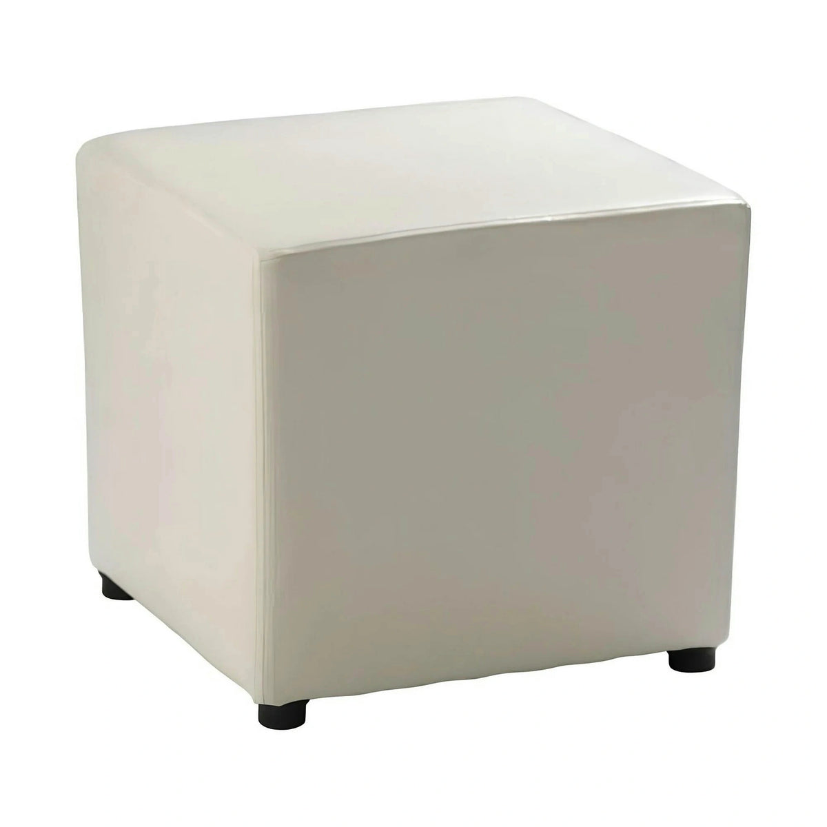 Taburet NIKI NEW, alb, piele ecologica, 36x36x36 cm
