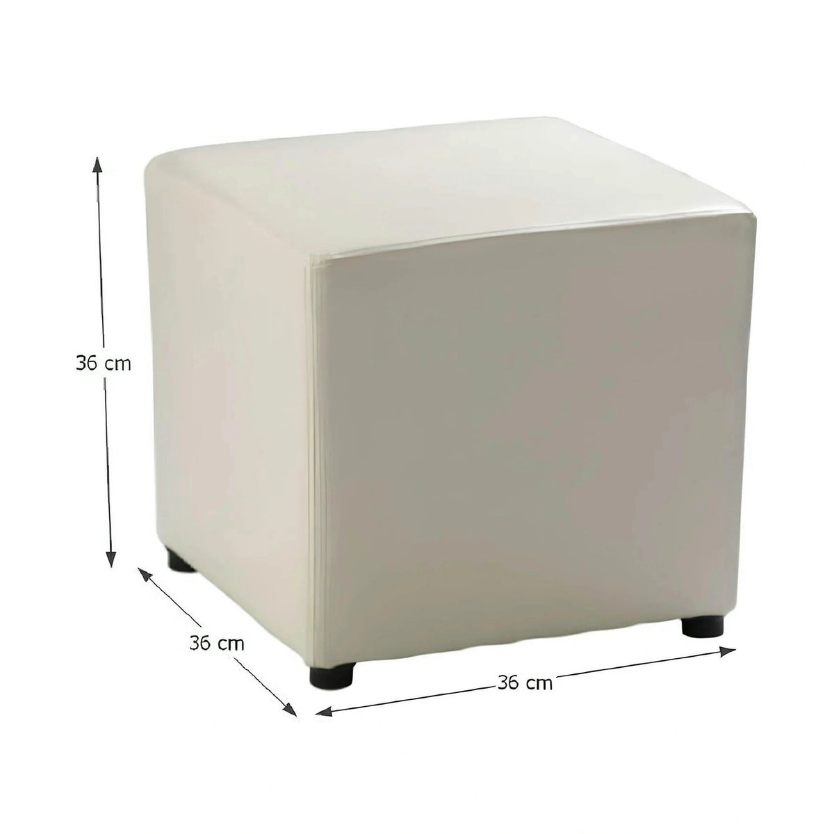 Taburet NIKI NEW, alb, piele ecologica, 36x36x36 cm