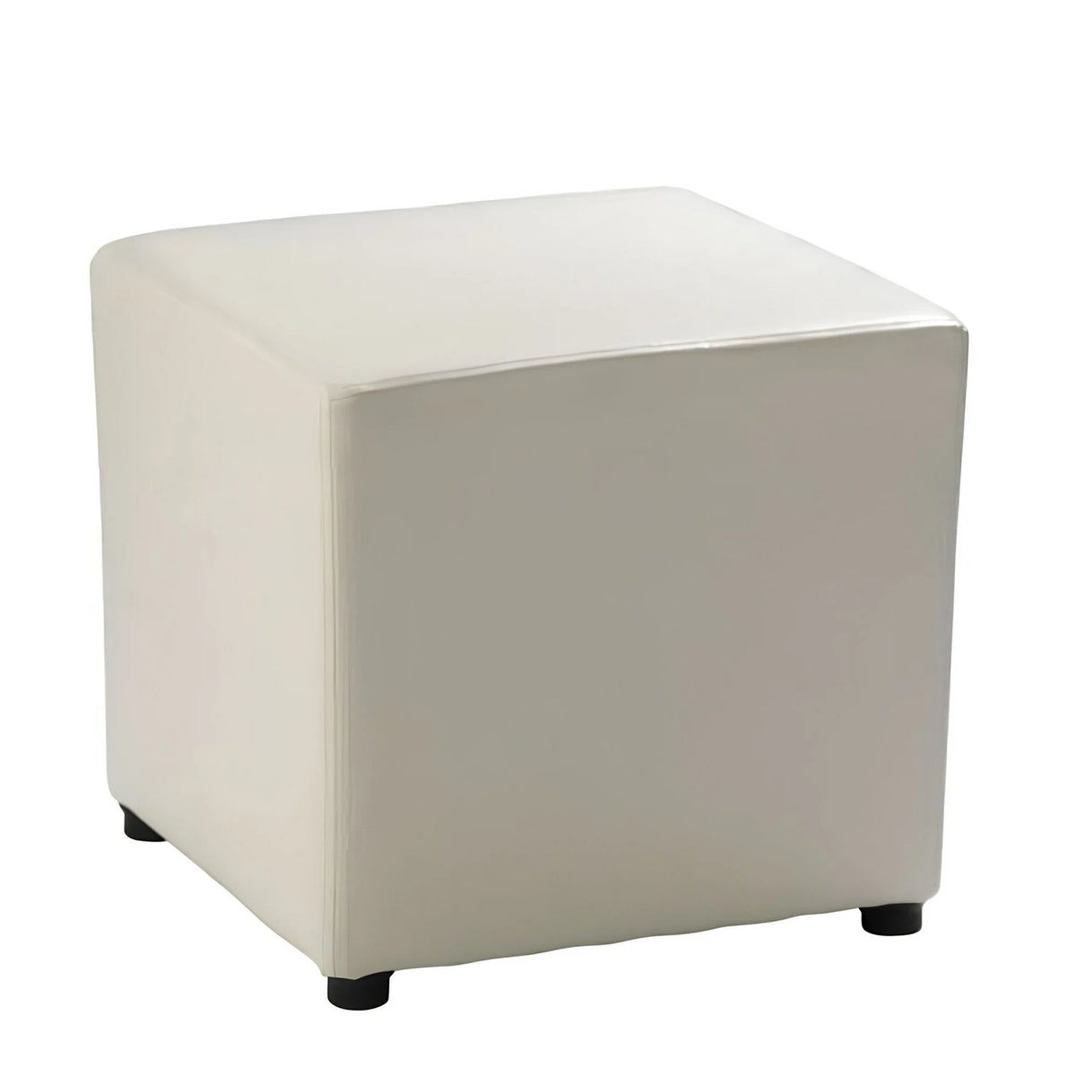 Taburet NIKI NEW, alb, piele ecologica, 36x36x36 cm