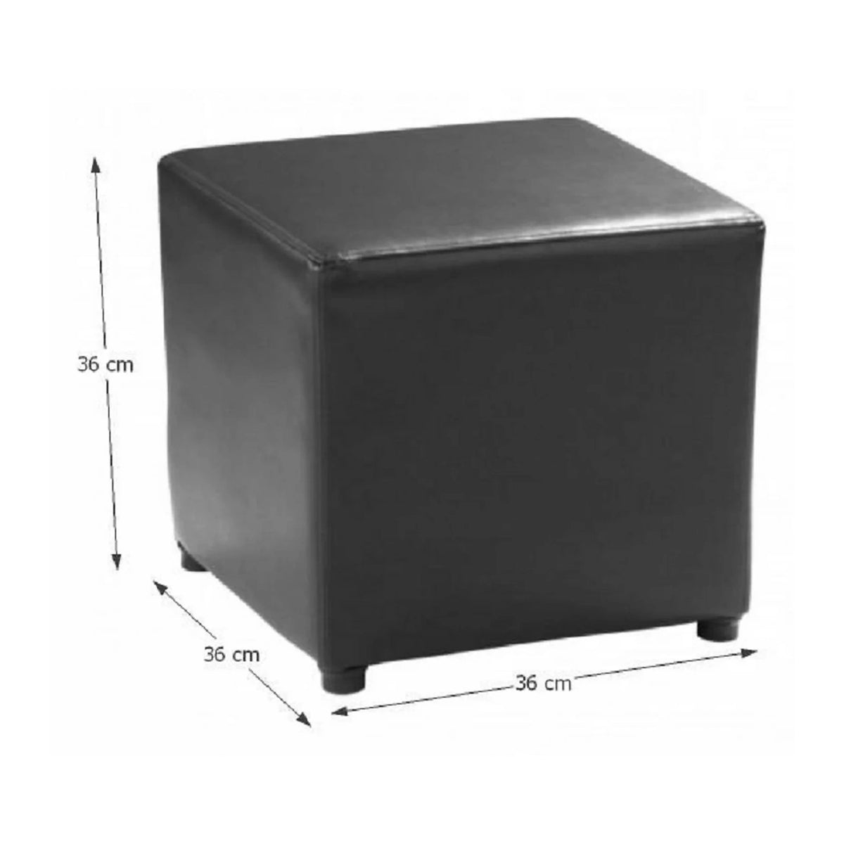 Taburet NIKI NEW, negru, piele ecologica, 36x36x36 cm