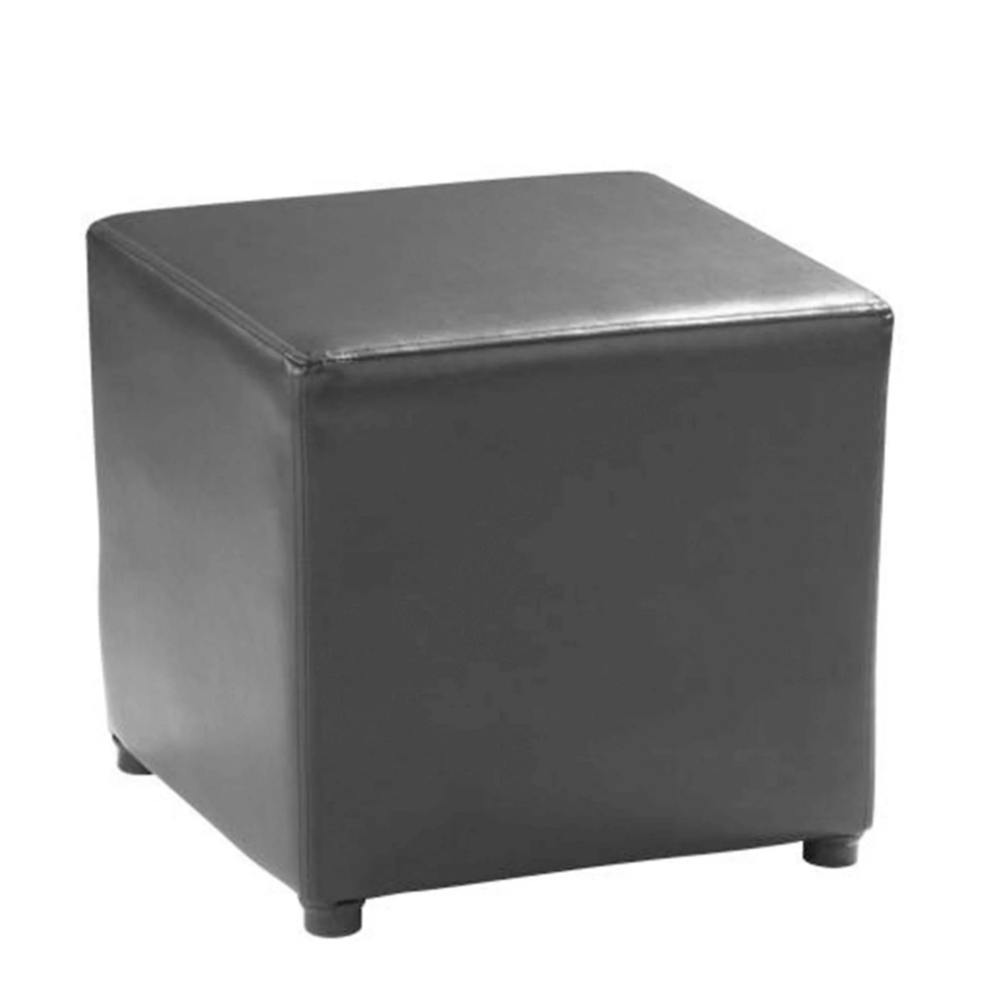 Taburet NIKI NEW, negru, piele ecologica, 36x36x36 cm