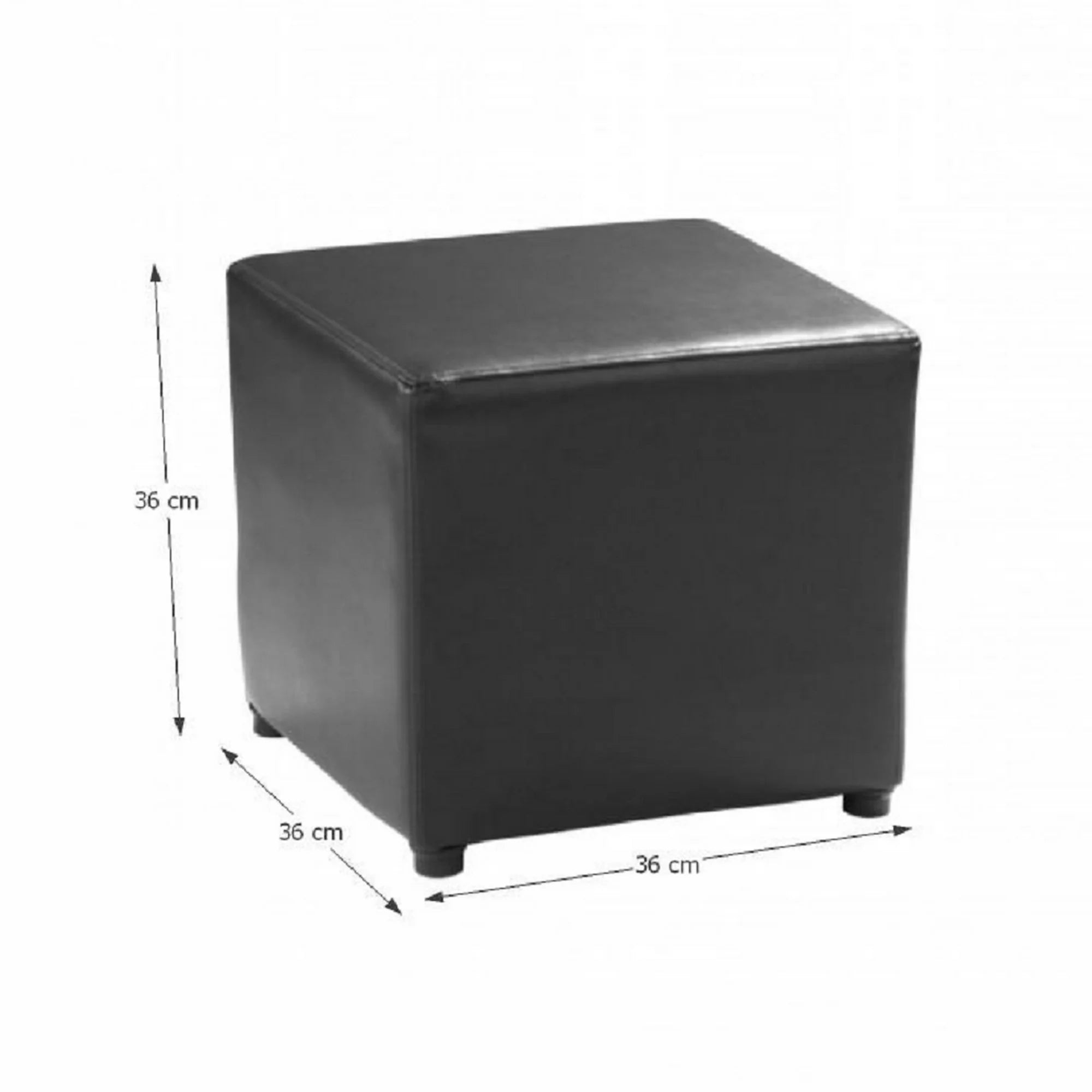 Taburet NIKI NEW, negru, piele ecologica, 36x36x36 cm