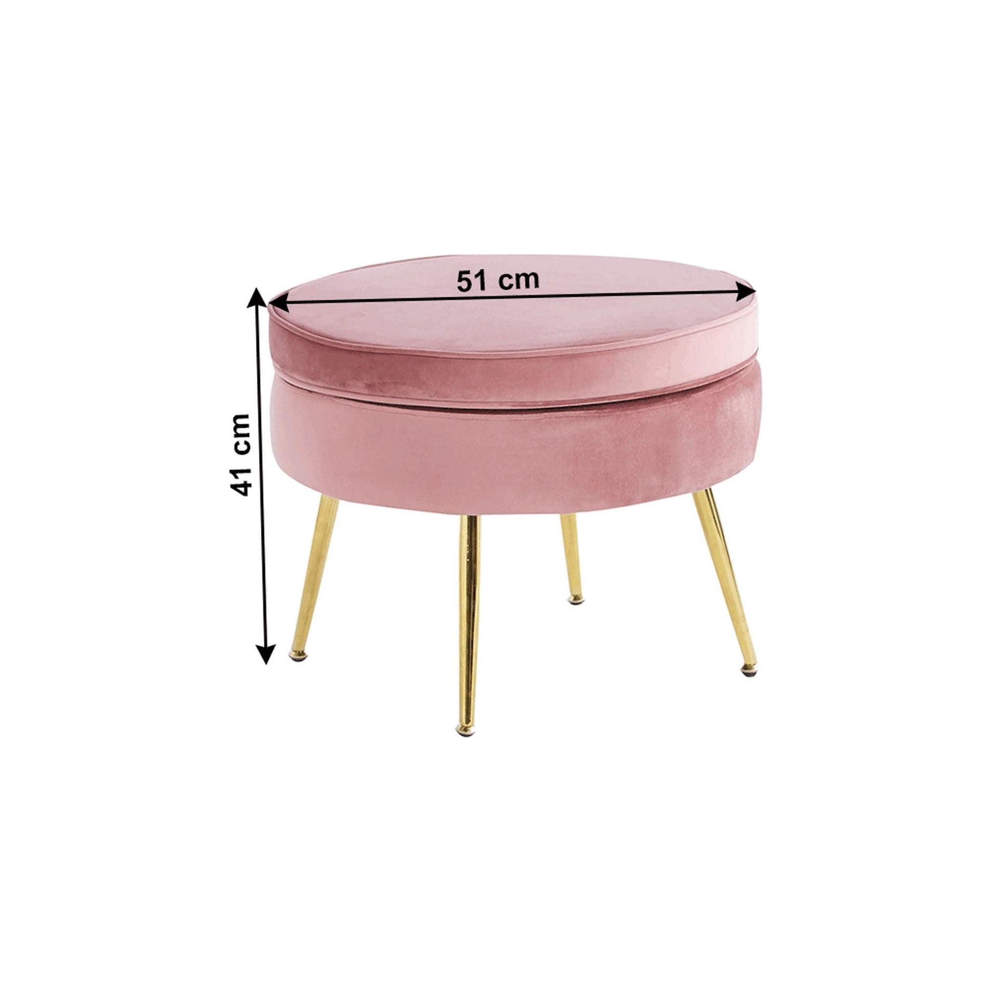 Taburet NOBLIN TIP 1, stofa catifelata roz, 51x51x41 cm