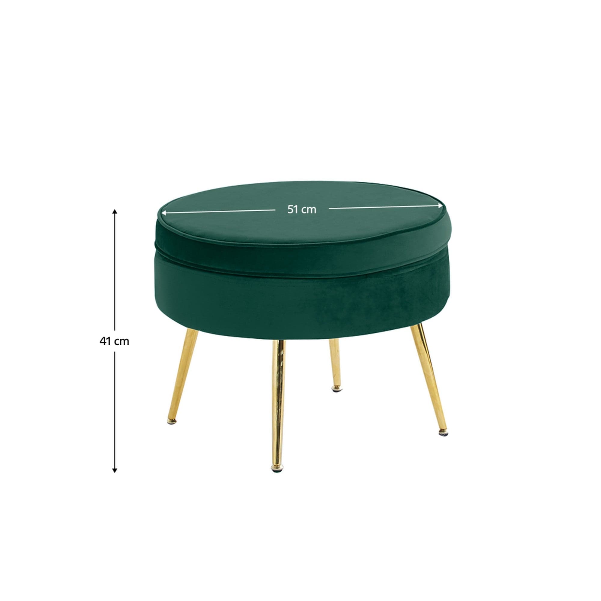 Taburet NOBLIN TIP 1, stofa catifelata verde smarald, 51x51x41 cm