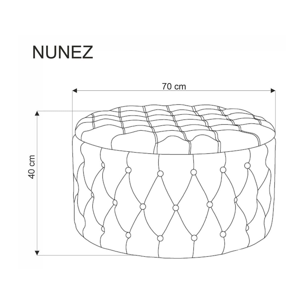 Taburet NUNEZ, stofa catifelata roz, cu spatiu depozitare, 70x70x40 cm