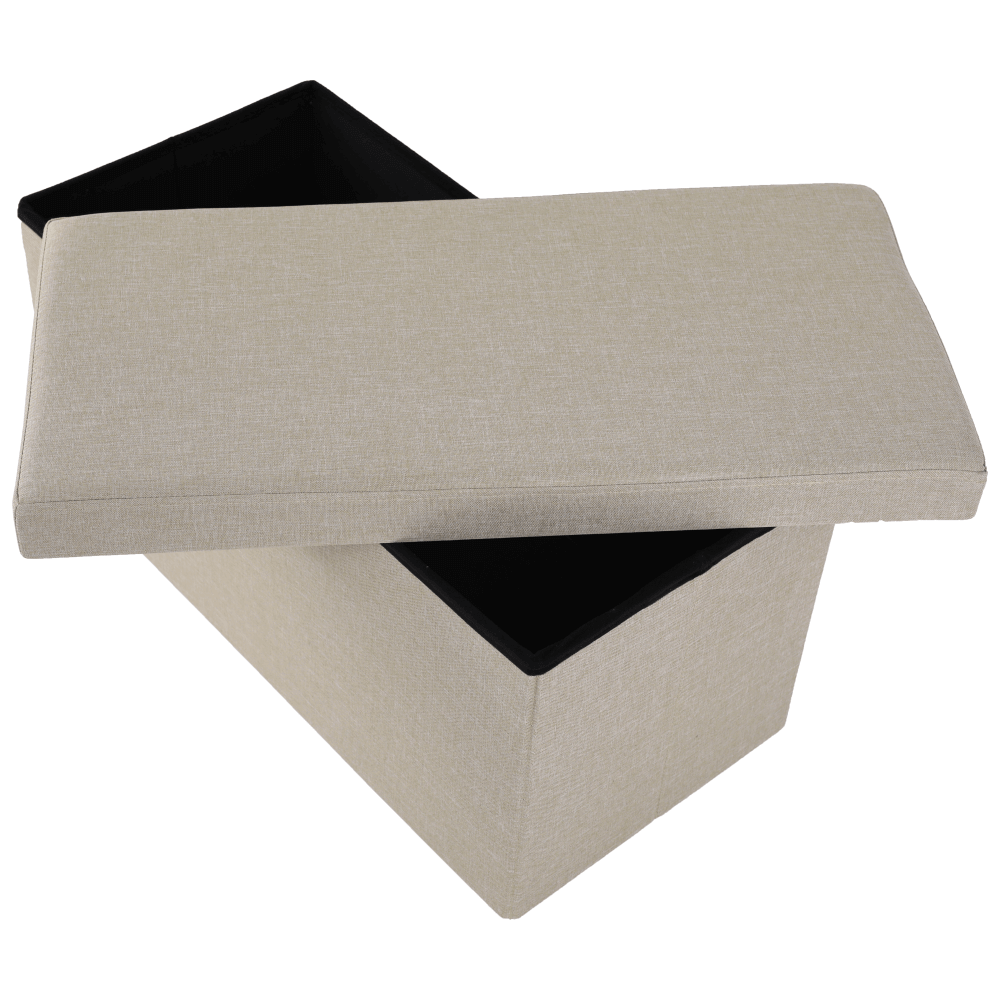 Taburet pliabil ORELIA, stofa clasica bej, cu spatiu depozitare, 76x38x38 cm