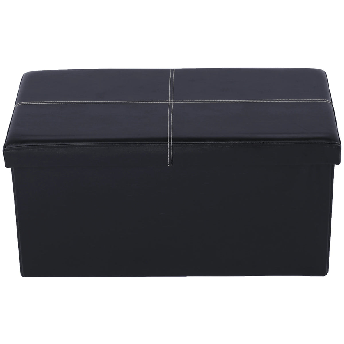 Taburet pliabil IMRA, negru, piele ecologica, cu spatiu depozitare, 76x38x38 cm