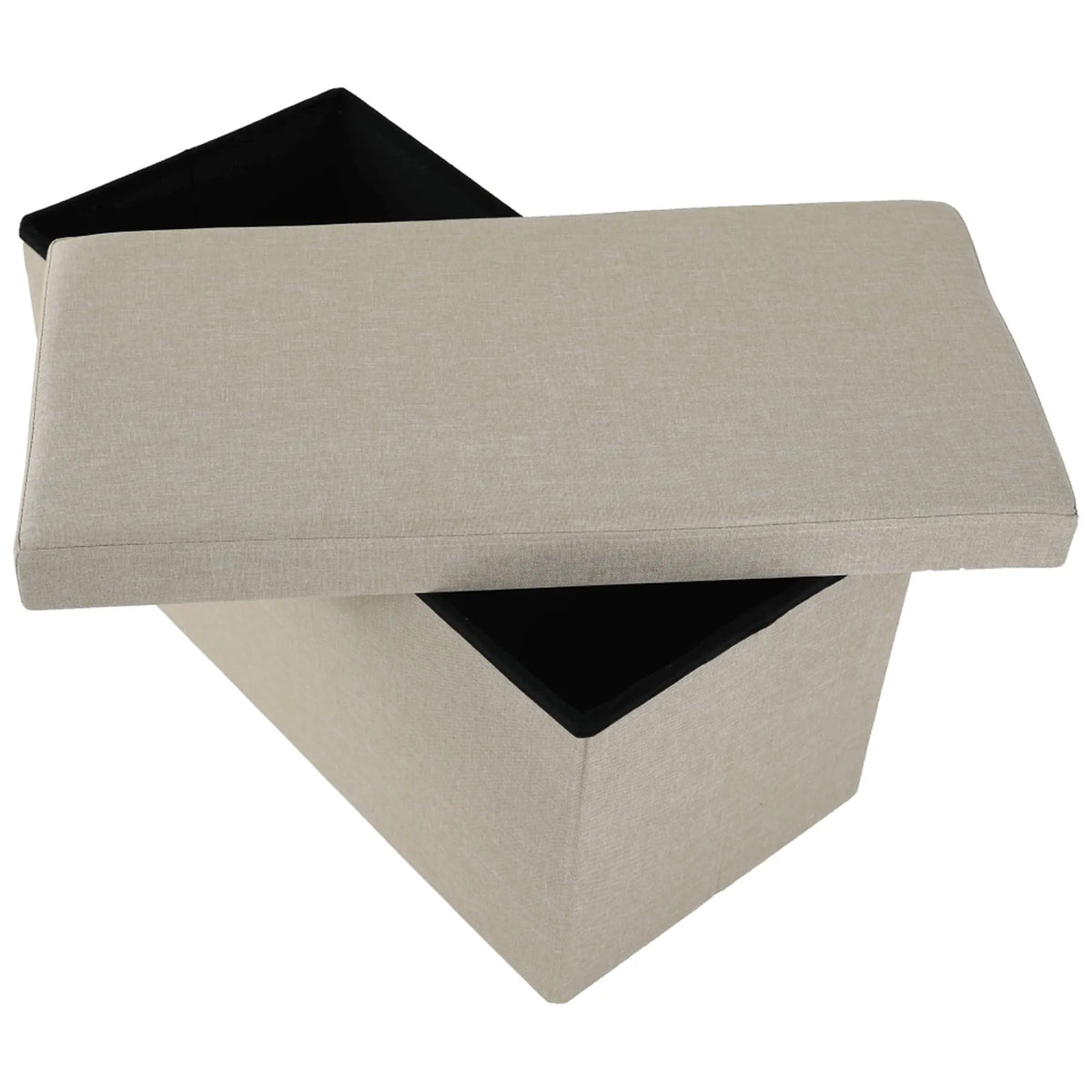 Taburet pliabil ORELIA, stofa clasica bej, cu spatiu depozitare, 76x38x38 cm