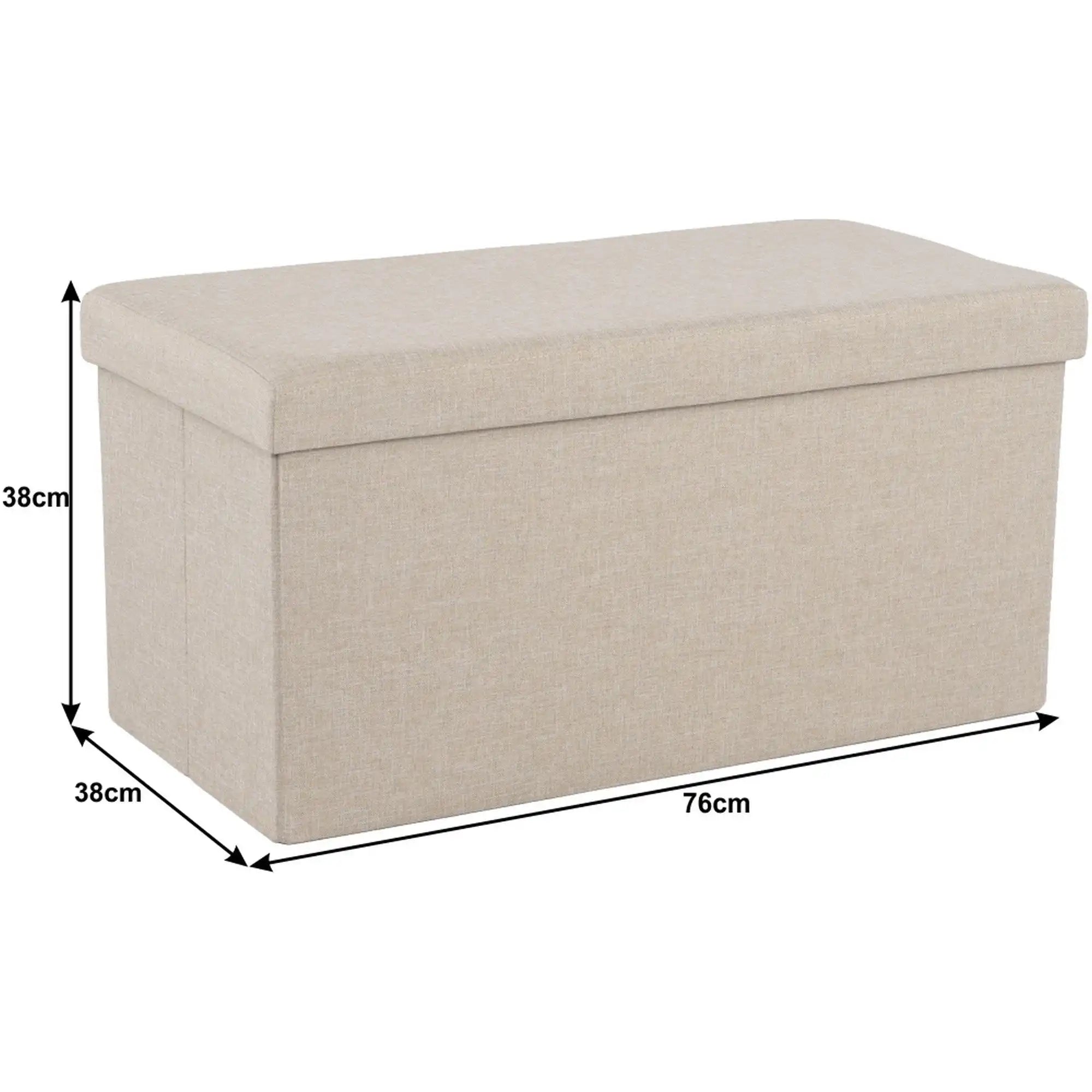 Taburet pliabil ORELIA, stofa clasica bej, cu spatiu depozitare, 76x38x38 cm