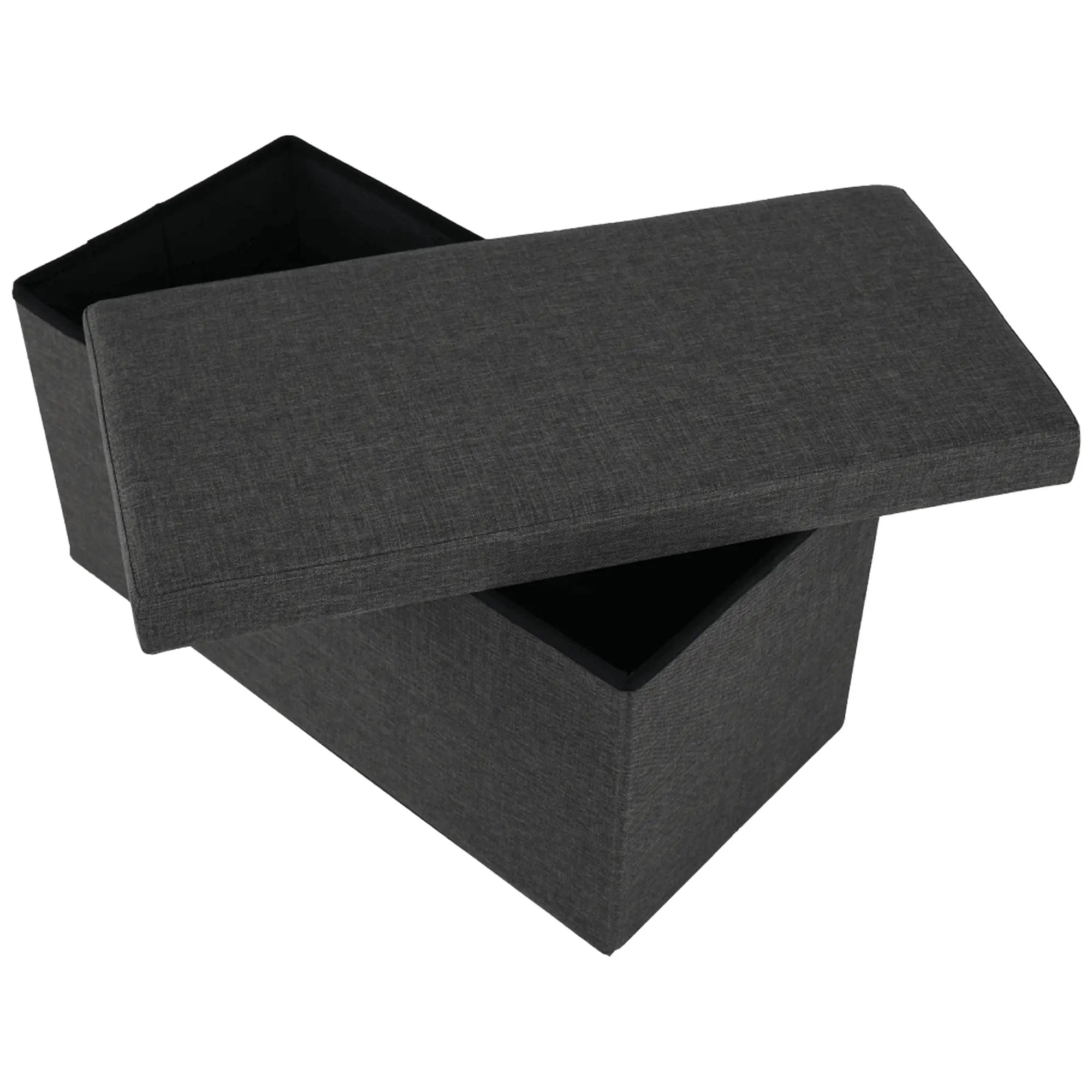 Taburet pliabil ORELIA, stofa clasica gri inchis, cu spatiu depozitare, 76x38x38 cm