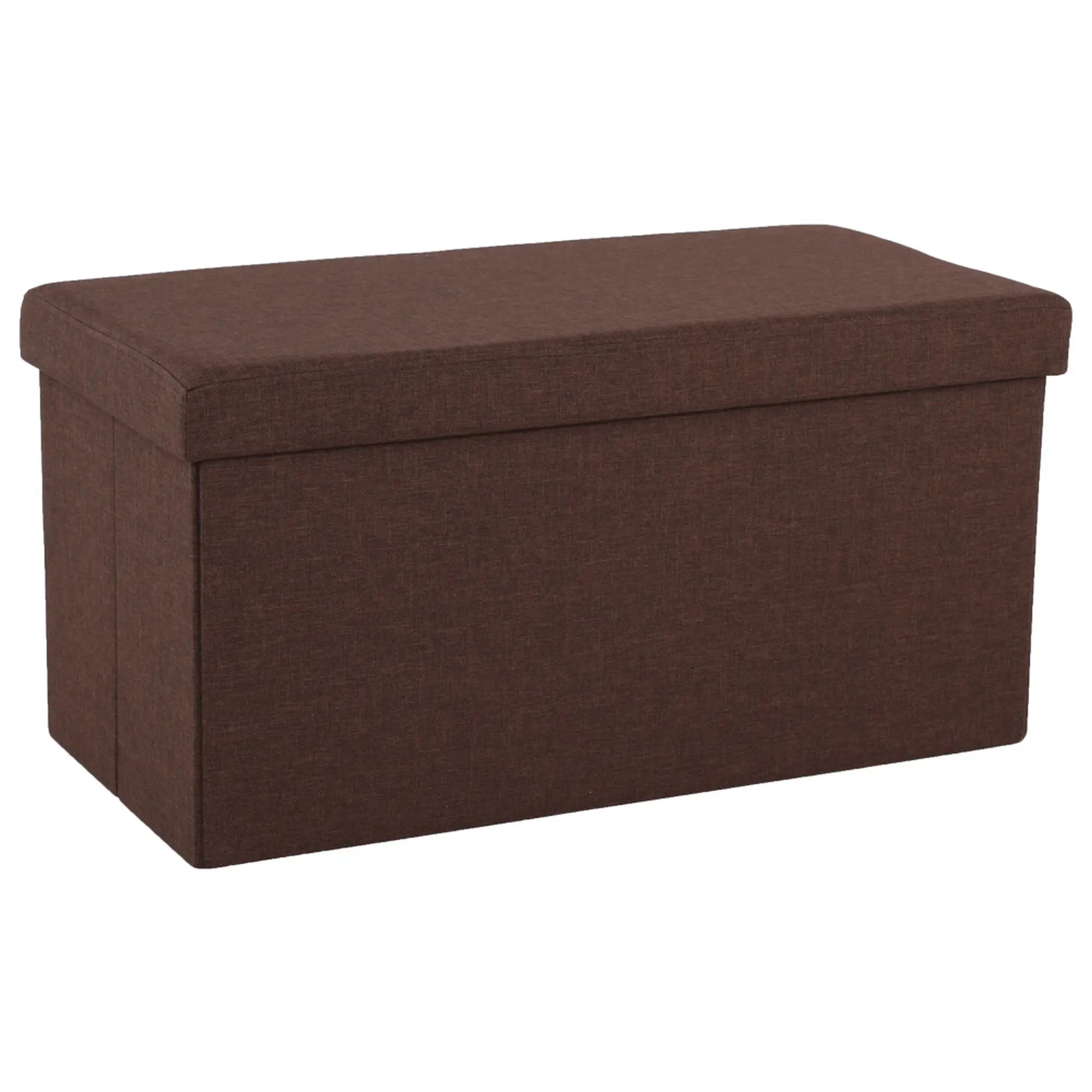 Taburet pliabil ORELIA, stofa clasica maro, cu spatiu depozitare, 76x38x38 cm