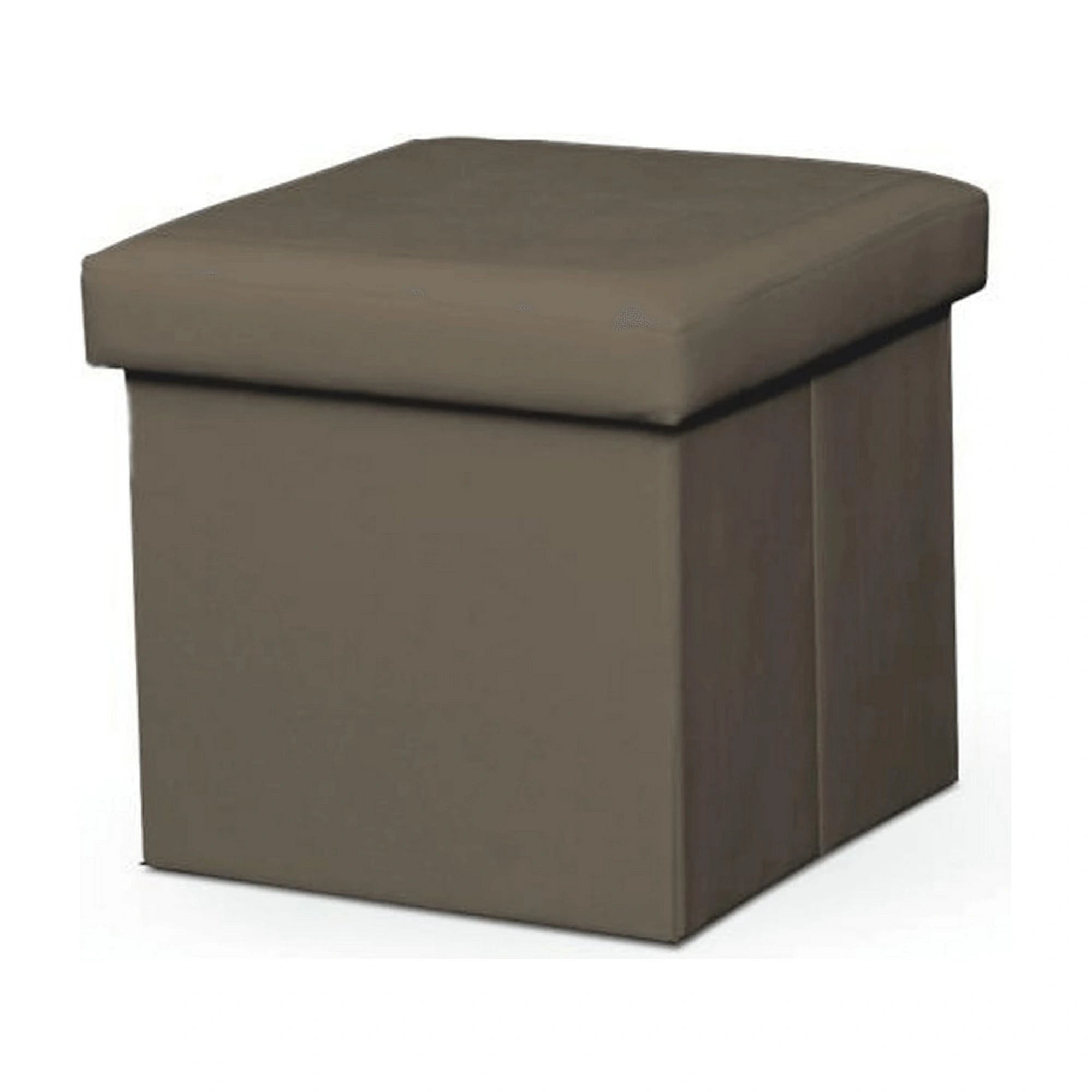 Taburet pliabil TELA NEW, maro deschis, piele ecologica, cu spatiu depozitare, 40x40x37 cm