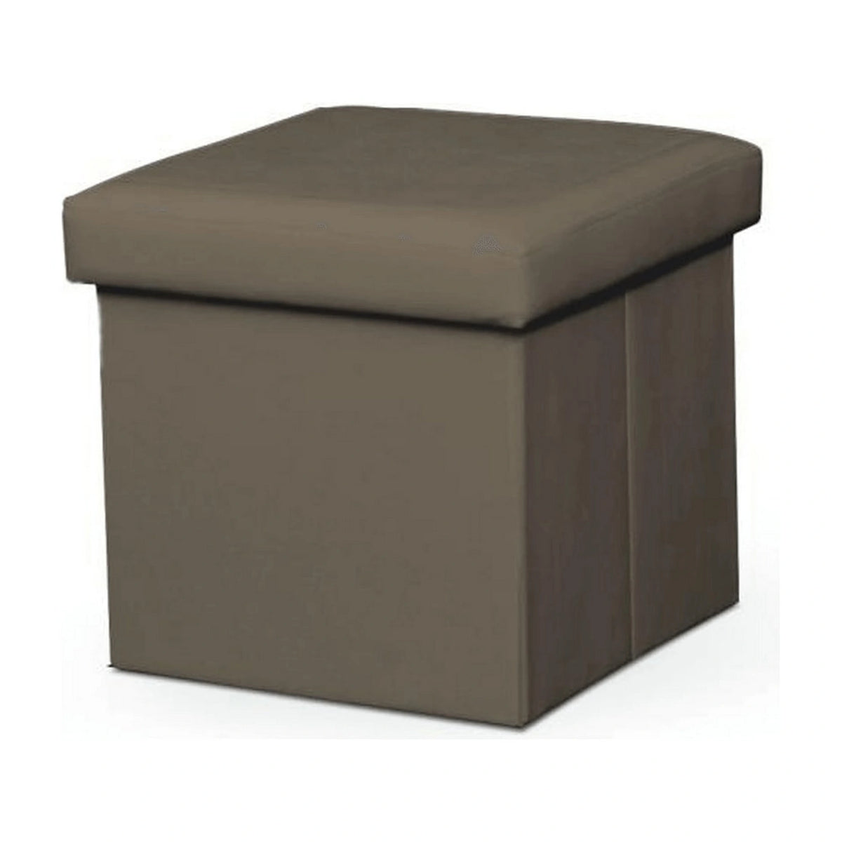 Taburet pliabil TELA NEW, maro deschis, piele ecologica, cu spatiu depozitare, 40x40x37 cm