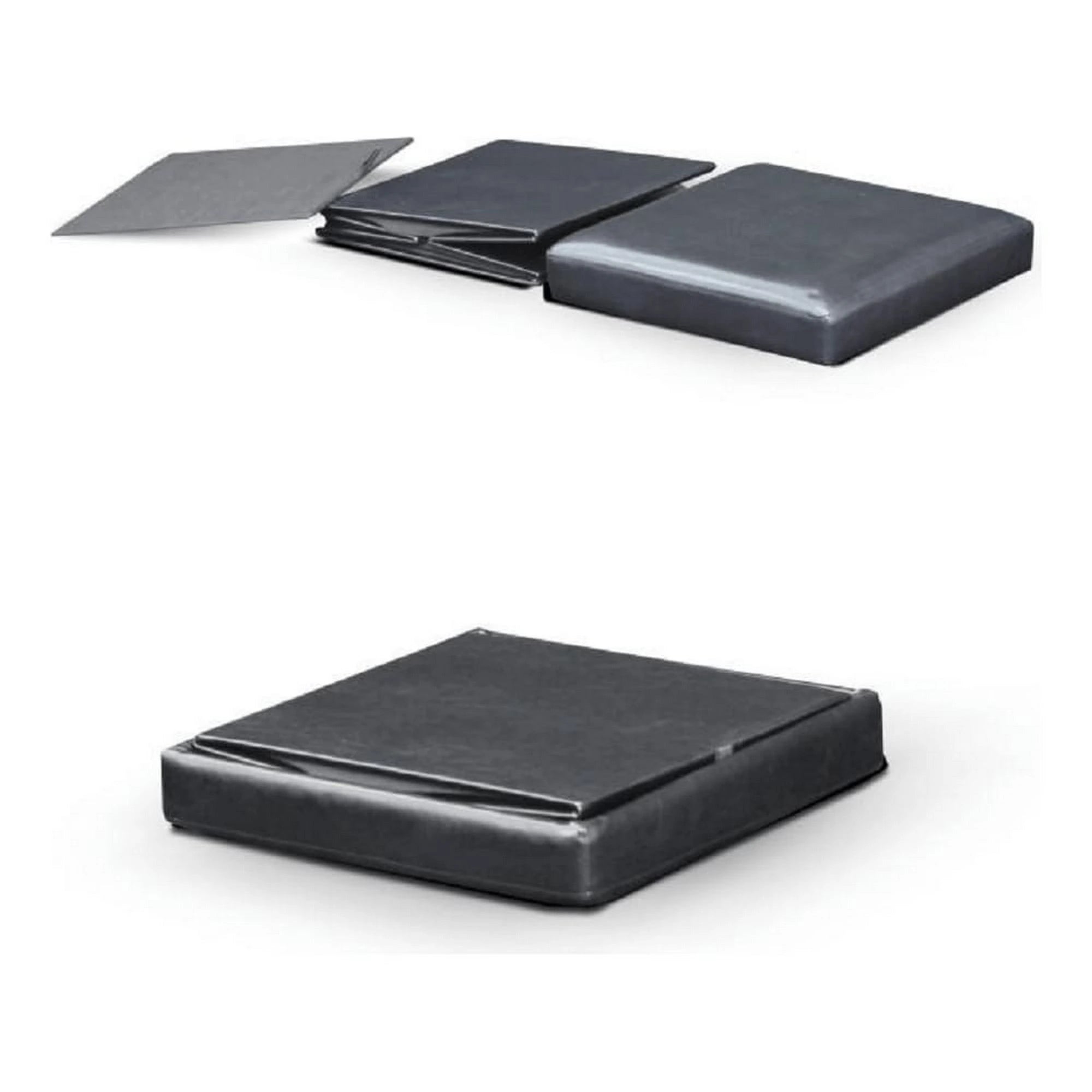 Taburet pliabil TELA NEW, negru, piele ecologica, cu spatiu depozitare, 40x40x37 cm