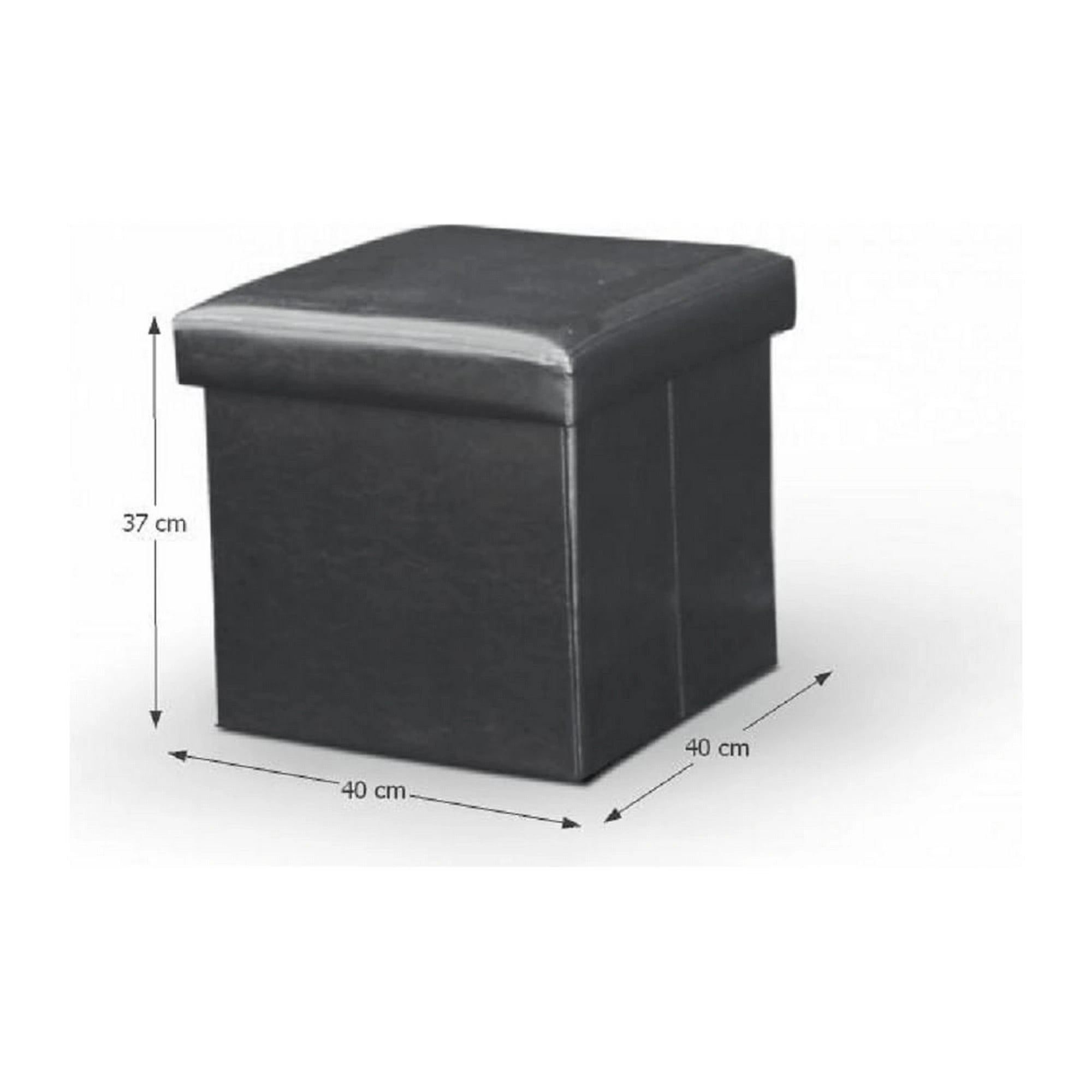 Taburet pliabil TELA NEW, negru, piele ecologica, cu spatiu depozitare, 40x40x37 cm