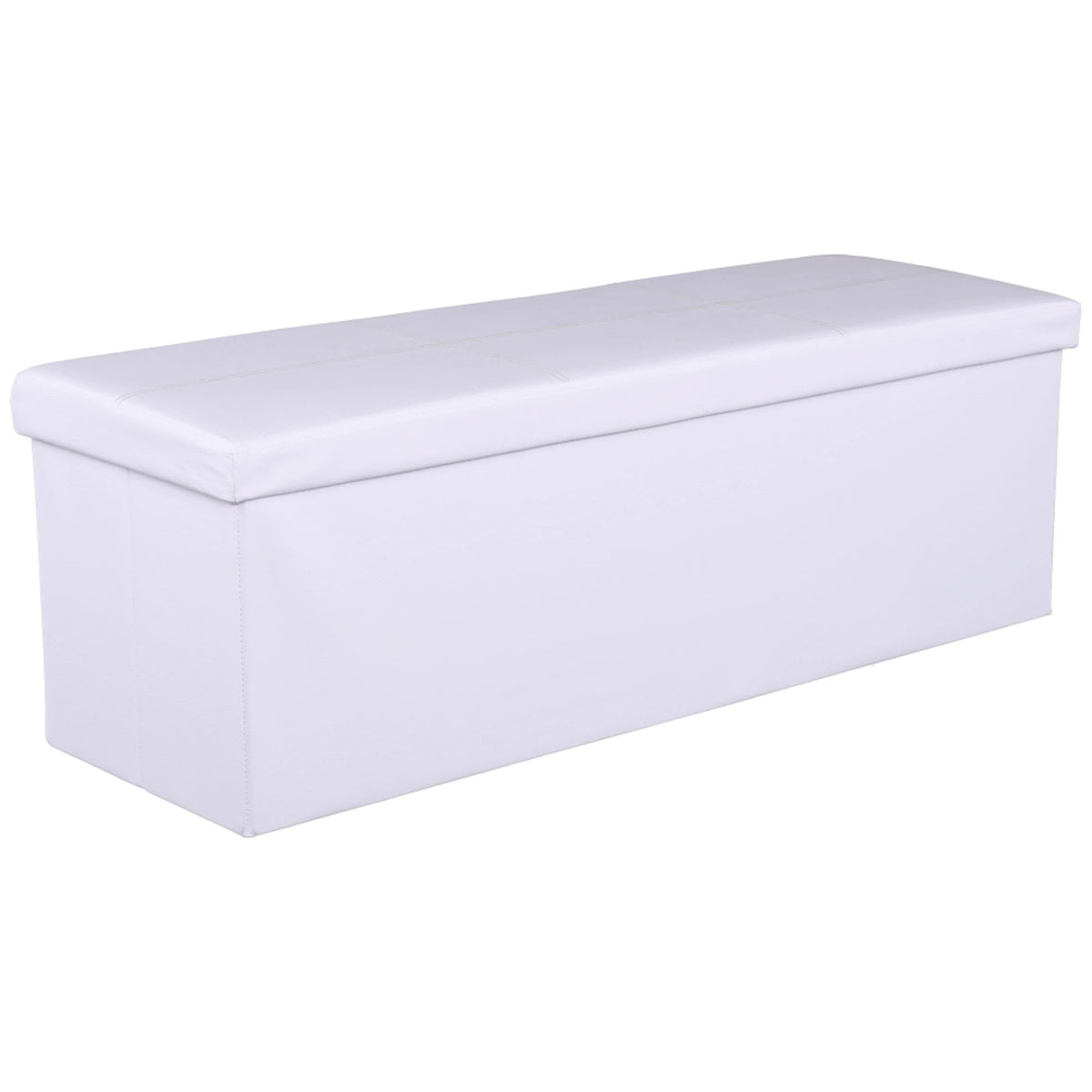 Taburet pliabil ZAMIRA, alb, piele ecologica, cu spatiu depozitare, 114x38x38 cm