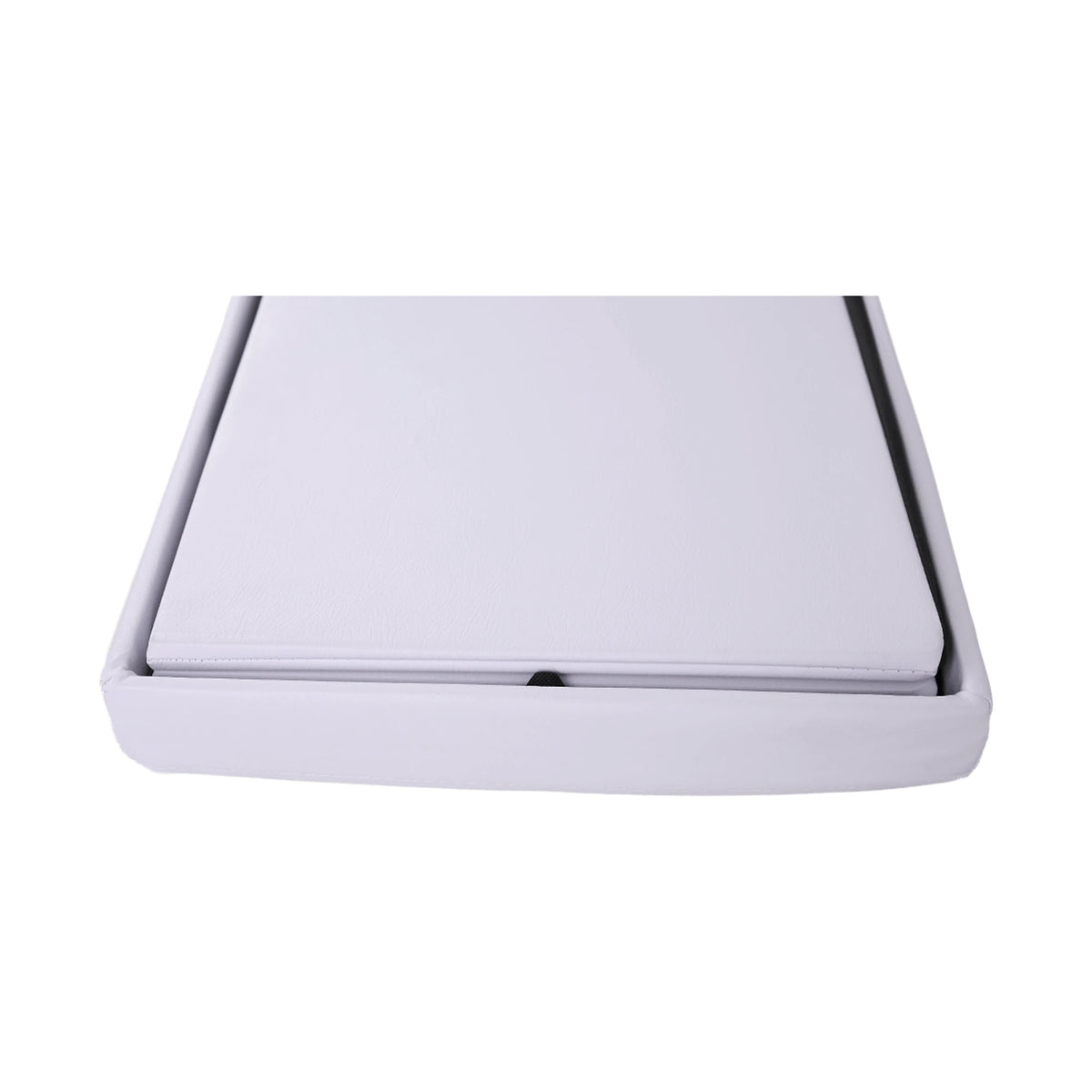 Taburet pliabil ZAMIRA, alb, piele ecologica, cu spatiu depozitare, 114x38x38 cm