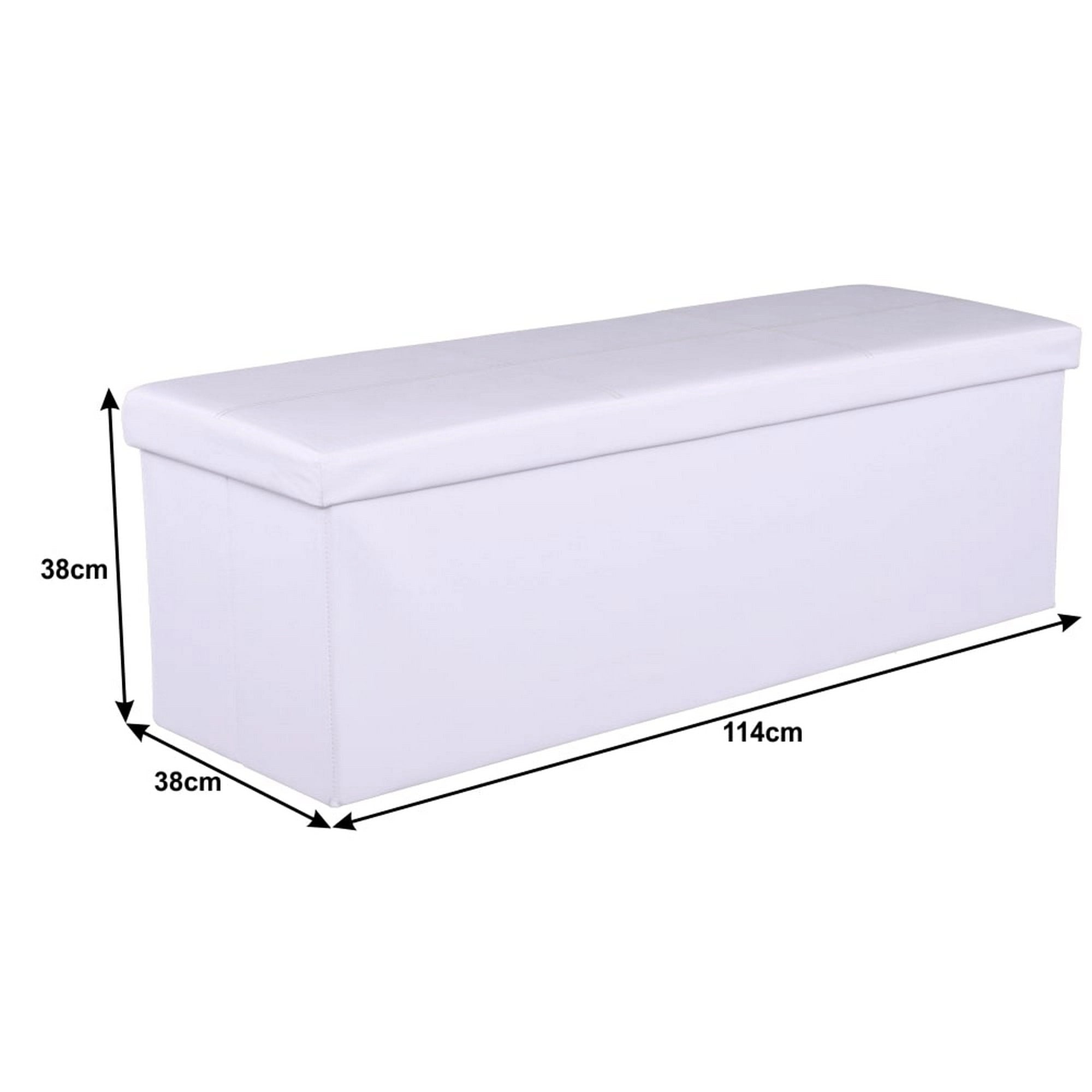 Taburet pliabil ZAMIRA, alb, piele ecologica, cu spatiu depozitare, 114x38x38 cm