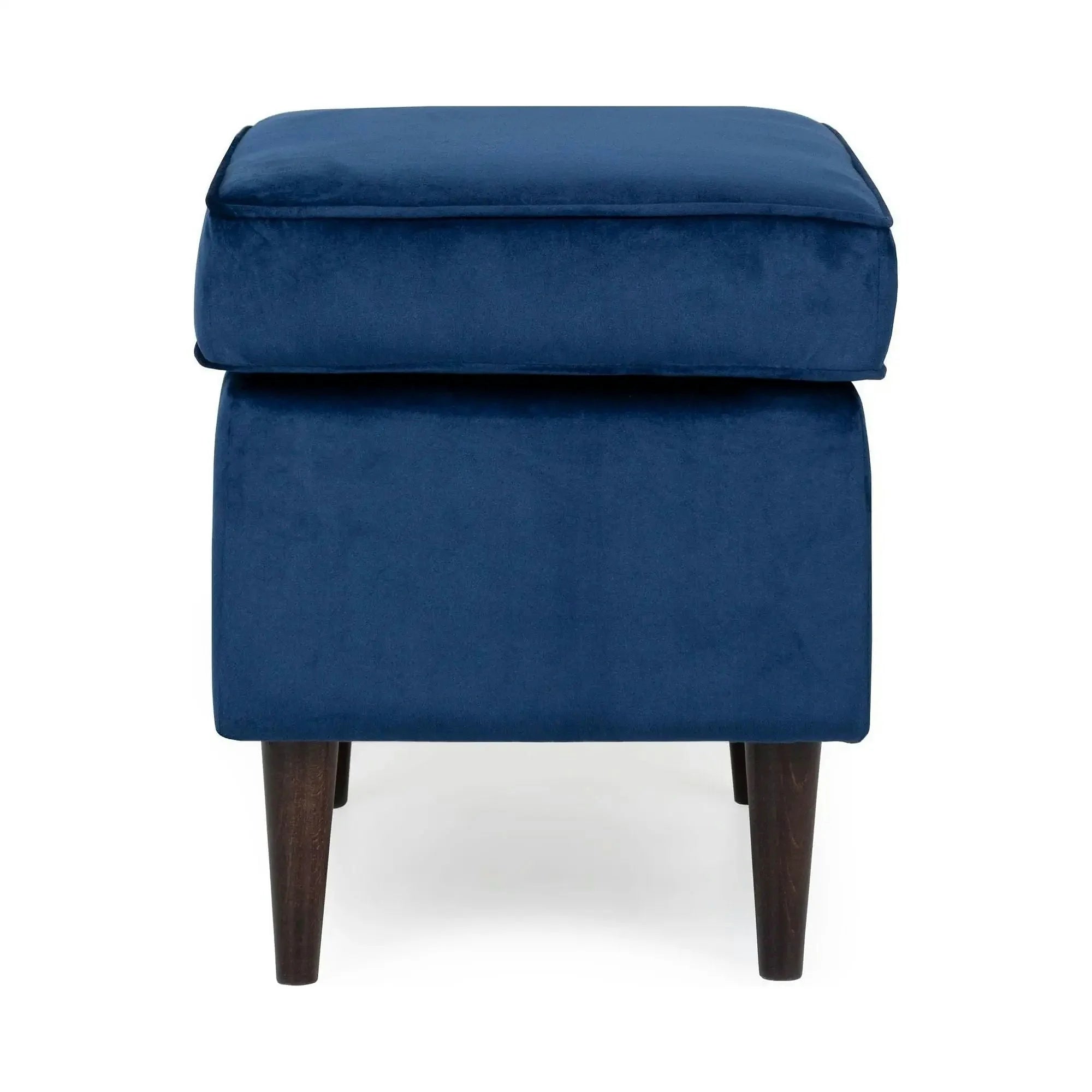 Taburet RON, stofa catifelata albastru inchis - Bluvel 86, 60x40x44 cm