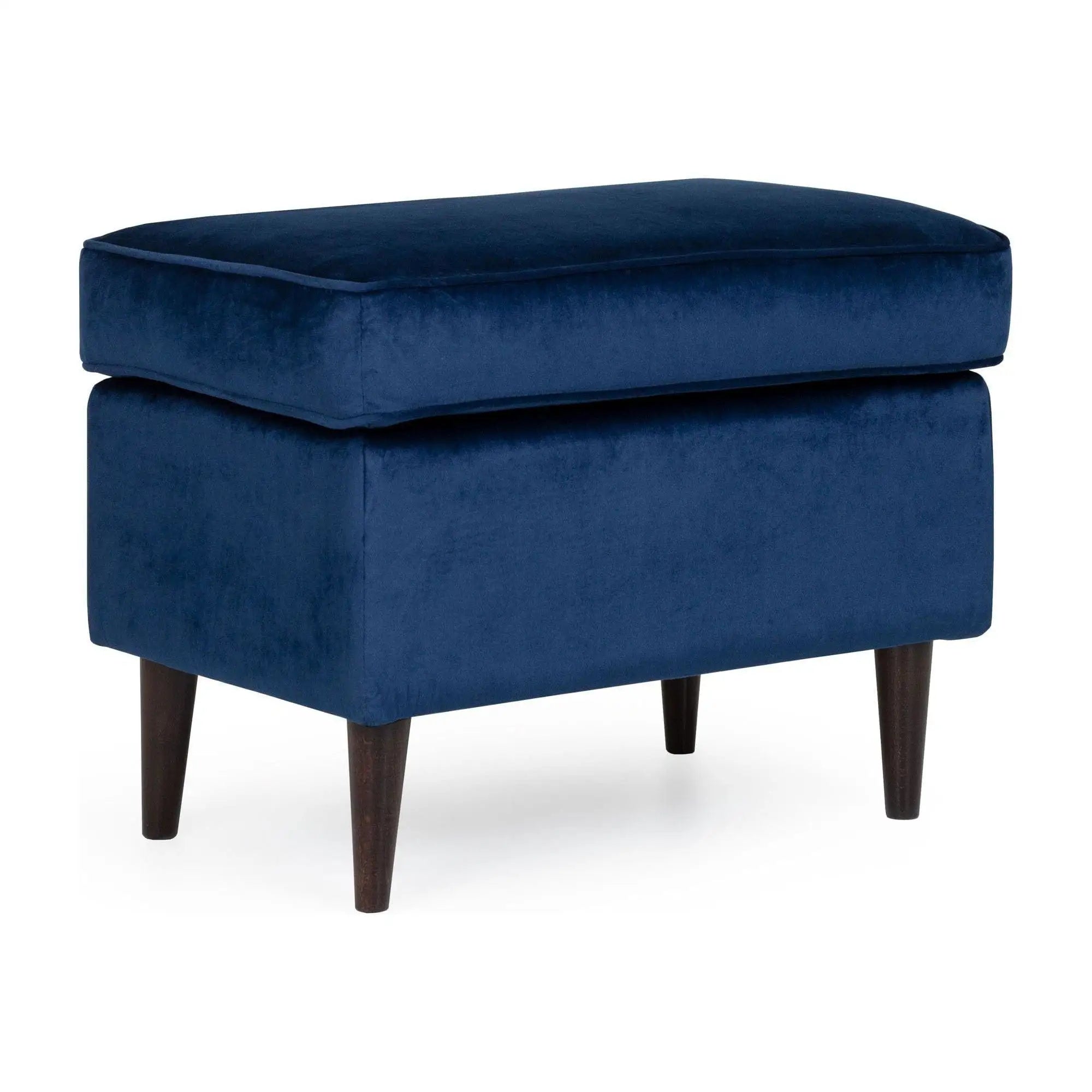 Taburet RON, stofa catifelata albastru inchis - Bluvel 86, 60x40x44 cm