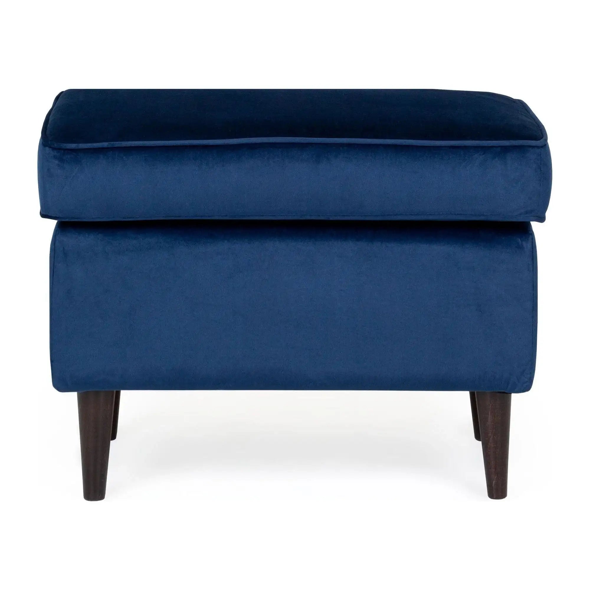 Taburet RON, stofa catifelata albastru inchis - Bluvel 86, 60x40x44 cm