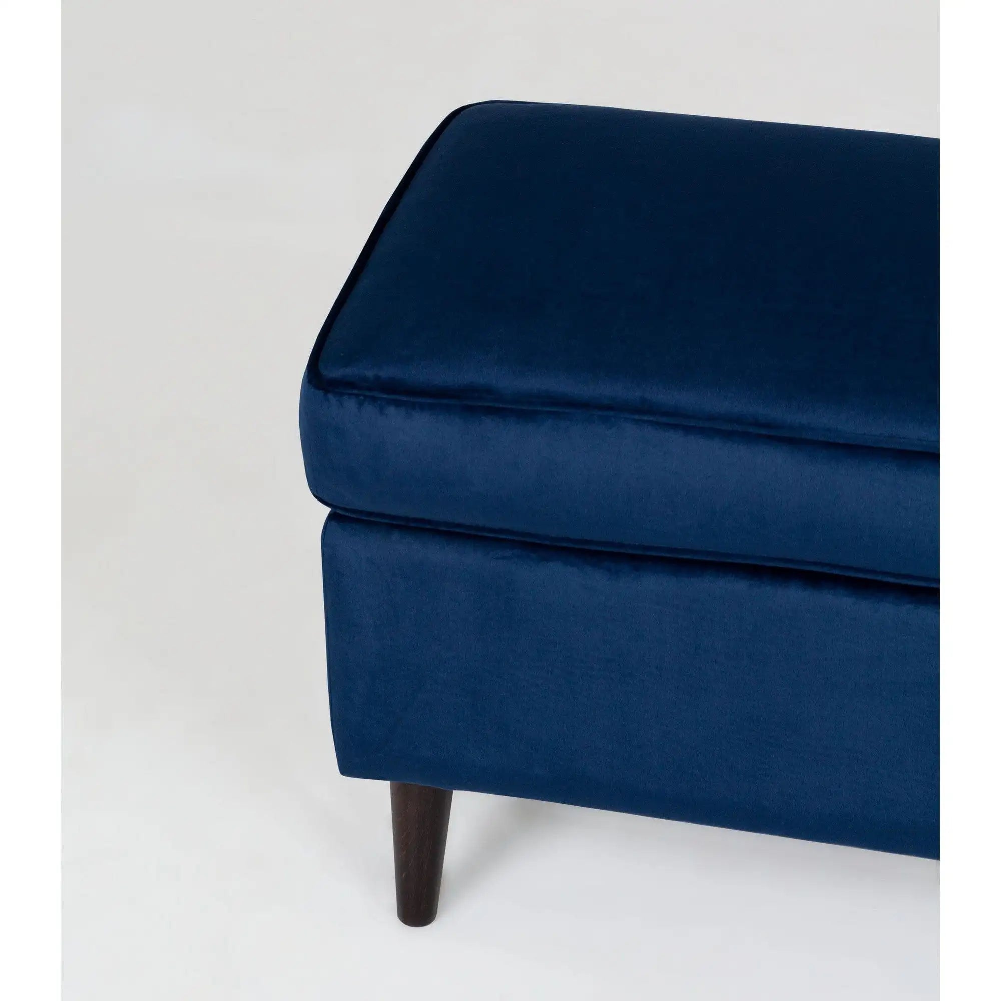 Taburet RON, stofa catifelata albastru inchis - Bluvel 86, 60x40x44 cm