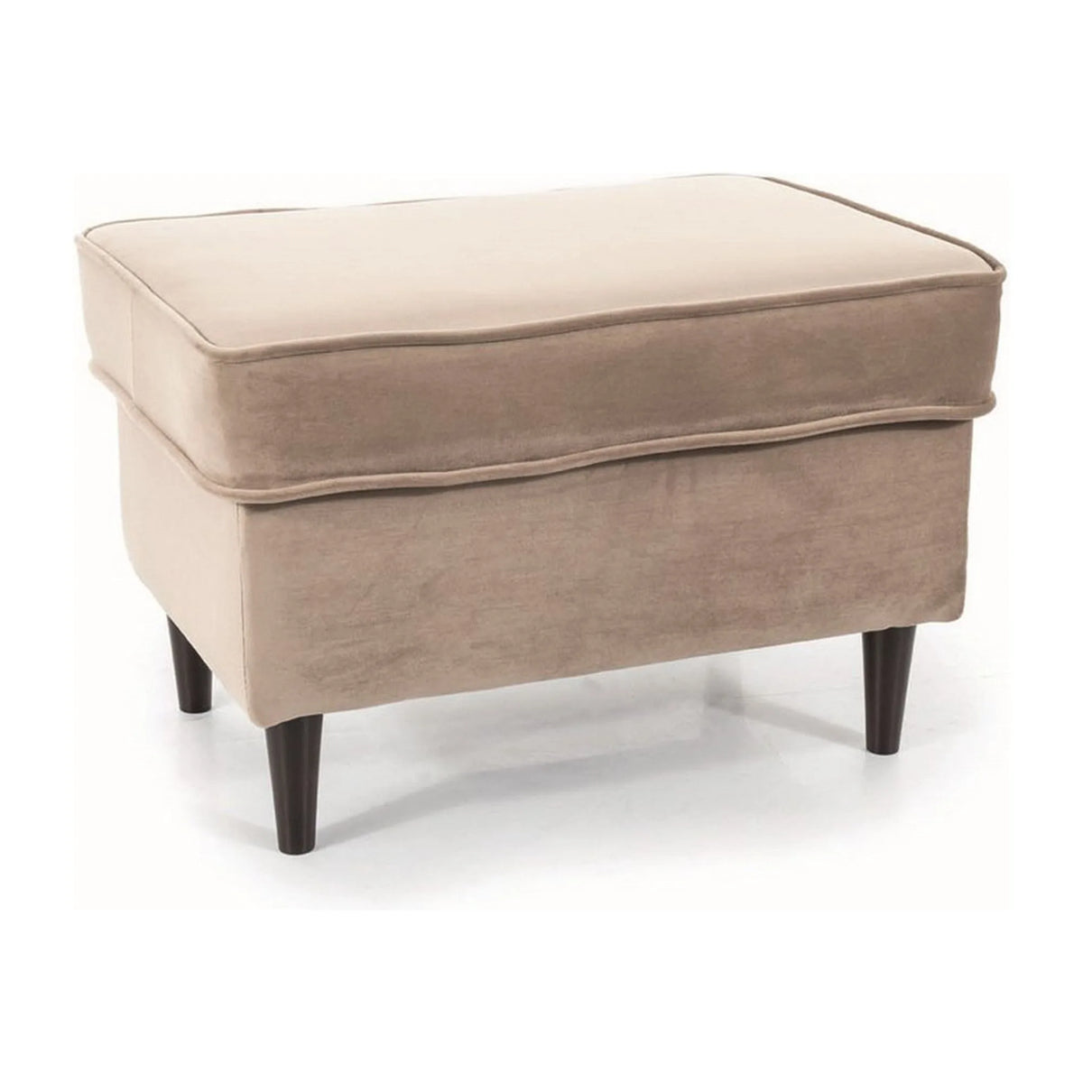 Taburet RON, stofa catifelata bej inchis, 60x40x43 cm