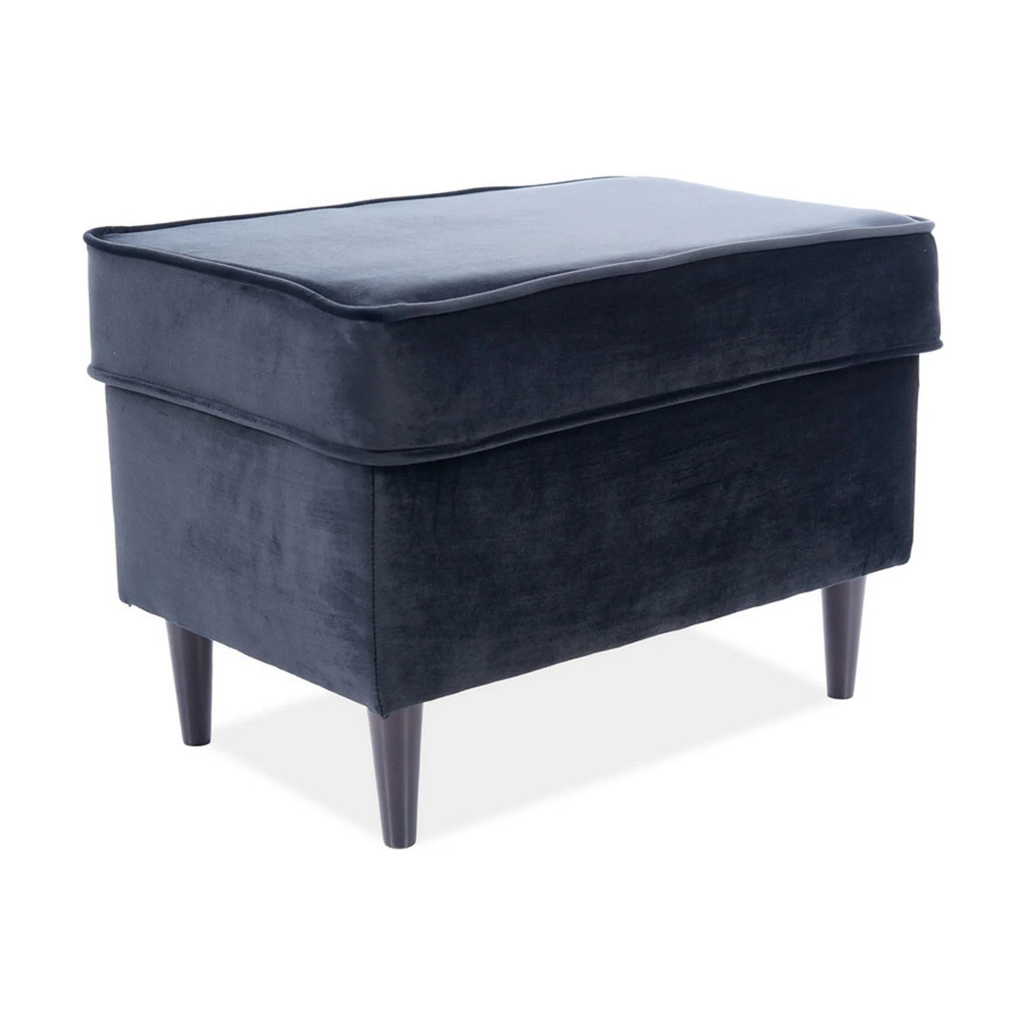 Taburet RON, stofa catifelata negru, 60x40x43 cm