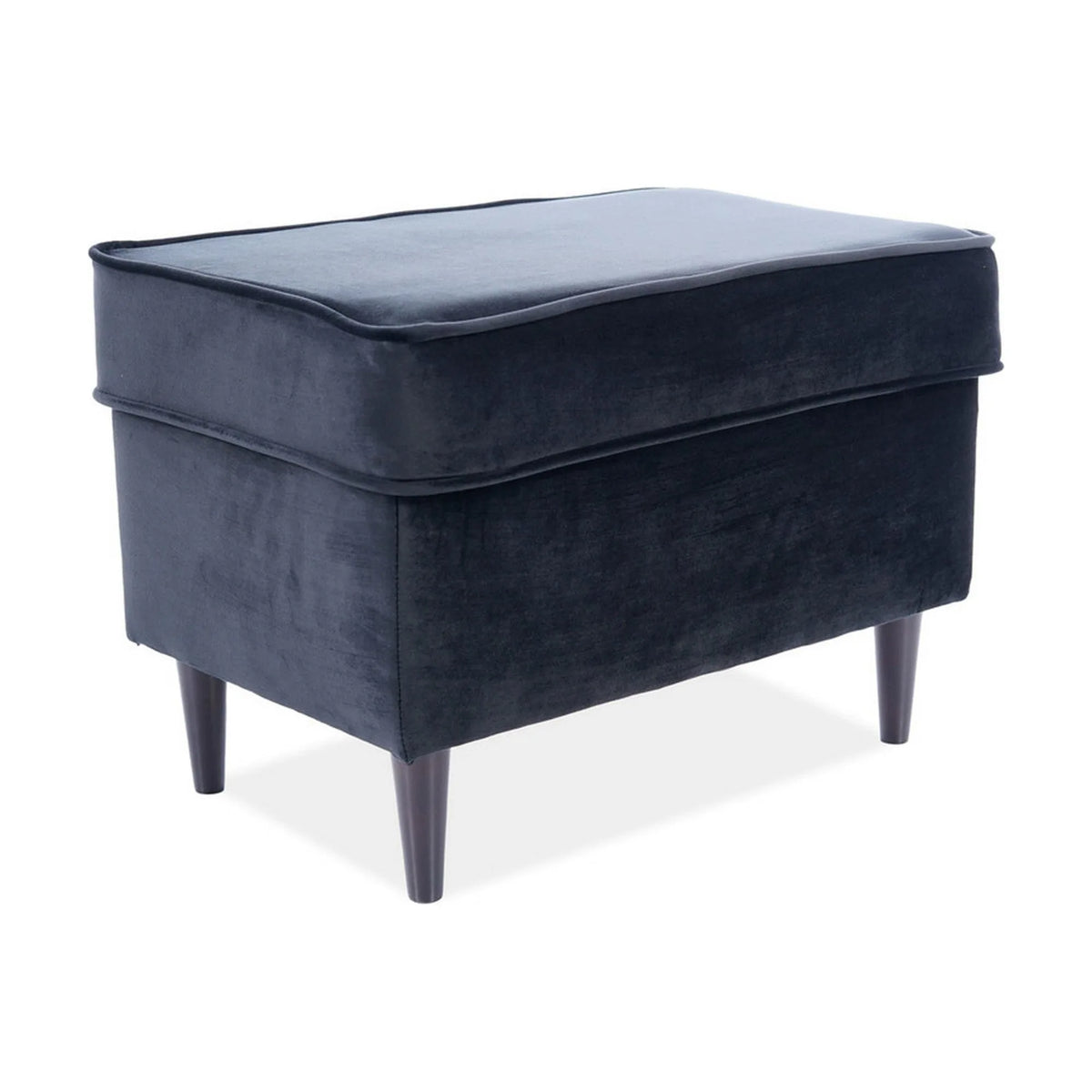 Taburet RON, stofa catifelata negru, 60x40x43 cm