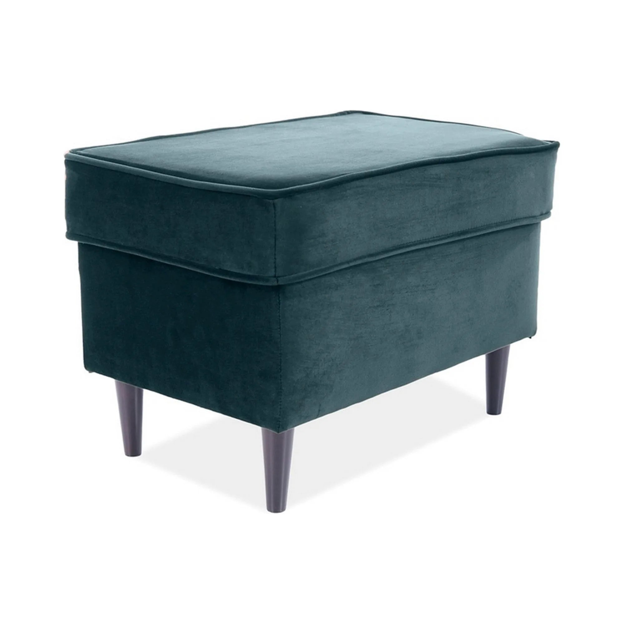 Taburet RON, stofa catifelata verde inchis, 60x40x43 cm