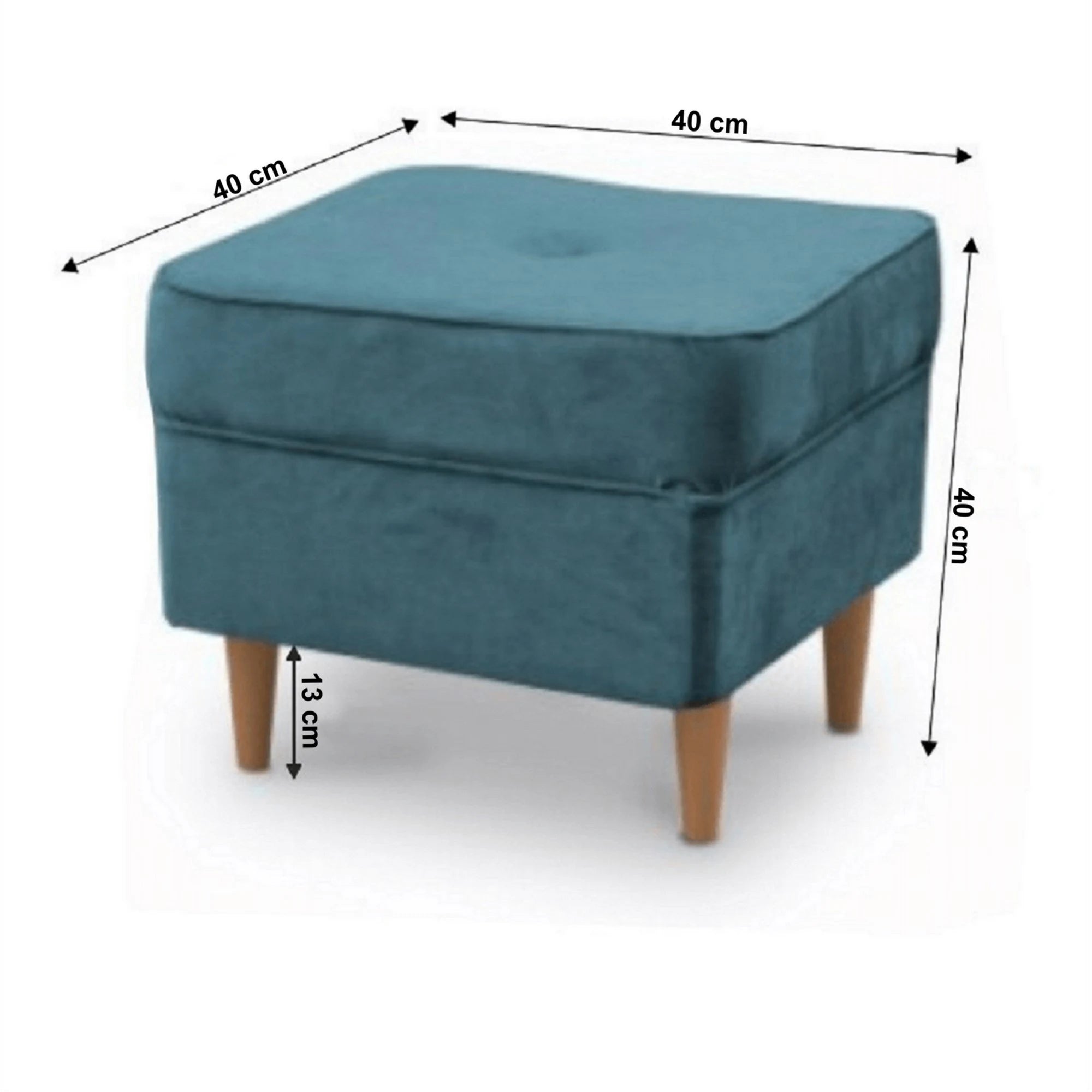 Taburet RUFINO 3 NEW, stofa catifelata albastru, 40x40x40 cm