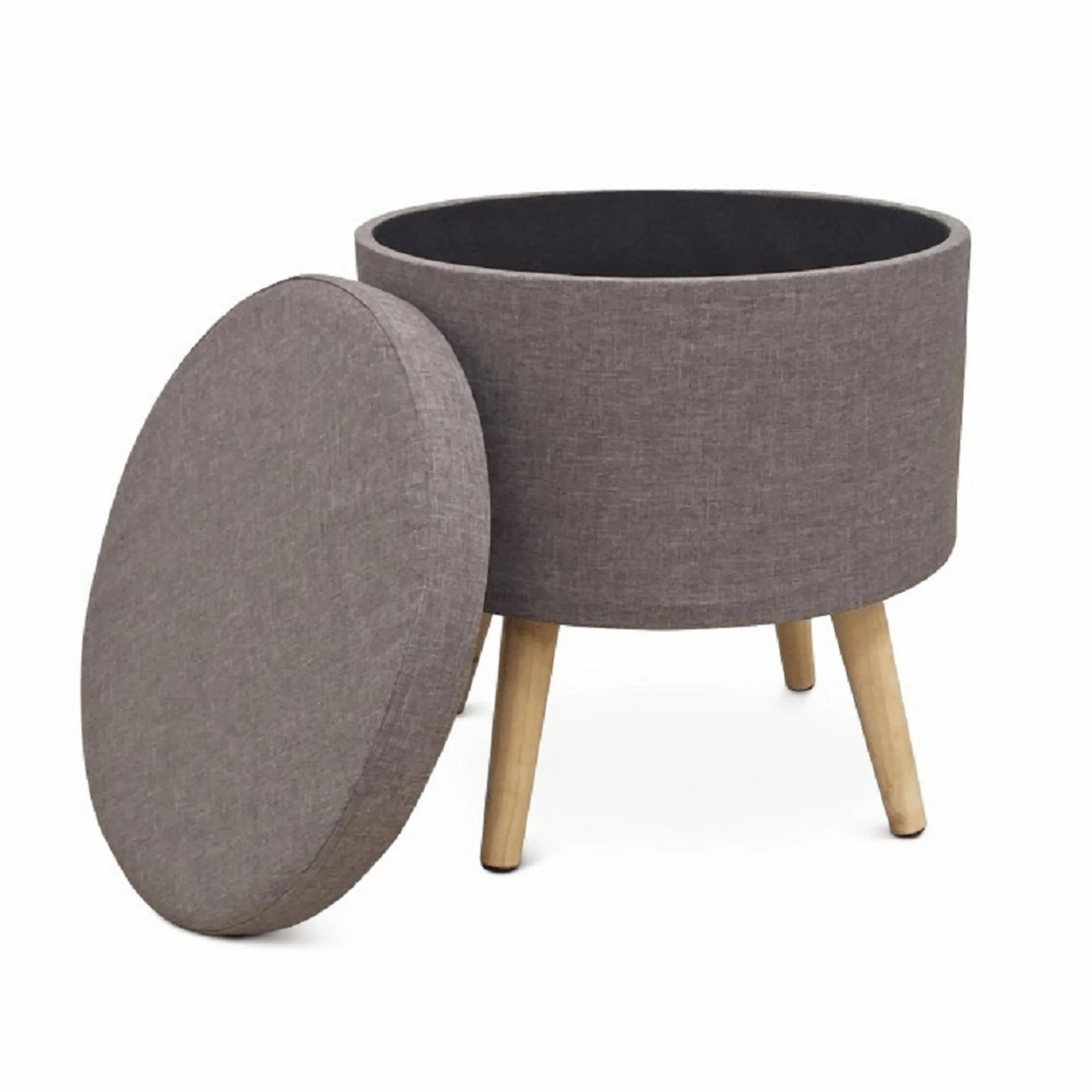 Taburet SAMIR, stofa clasica gri, cu spatiu depozitare, 42x42x45 cm