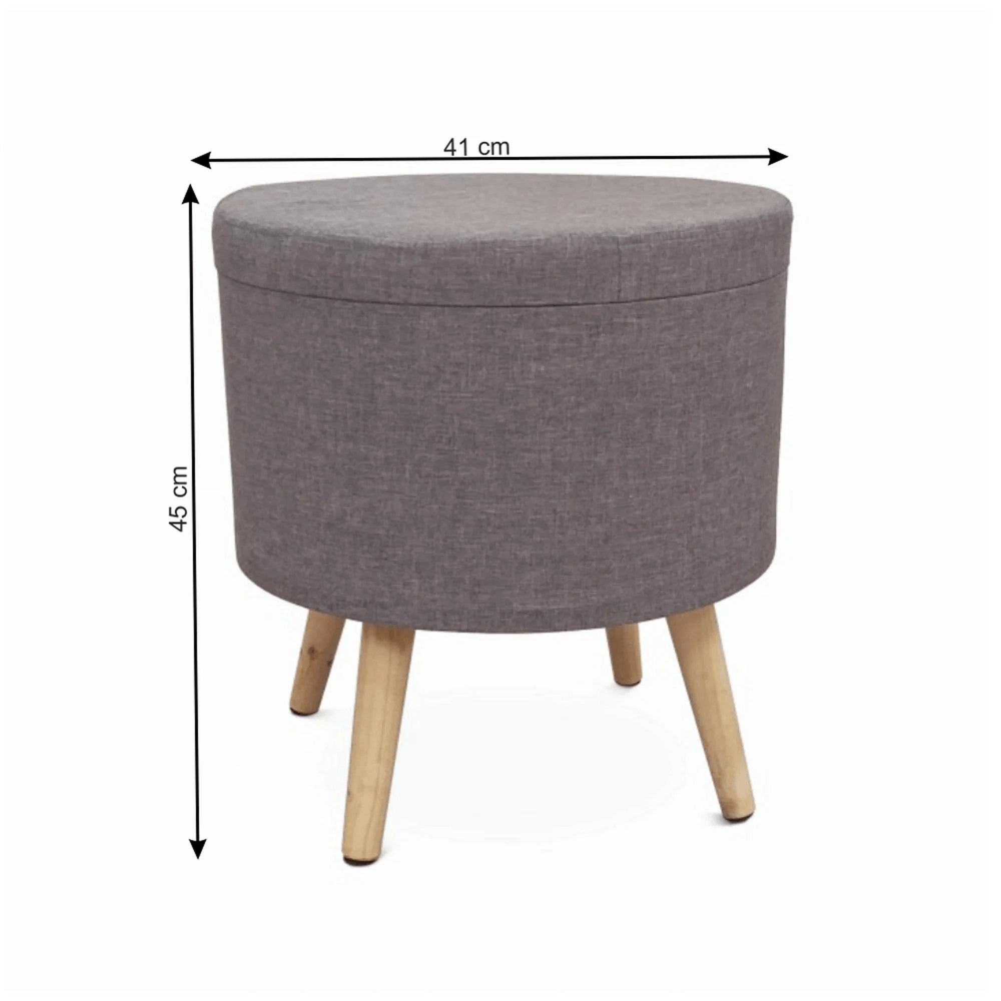 Taburet SAMIR, stofa clasica gri, cu spatiu depozitare, 42x42x45 cm